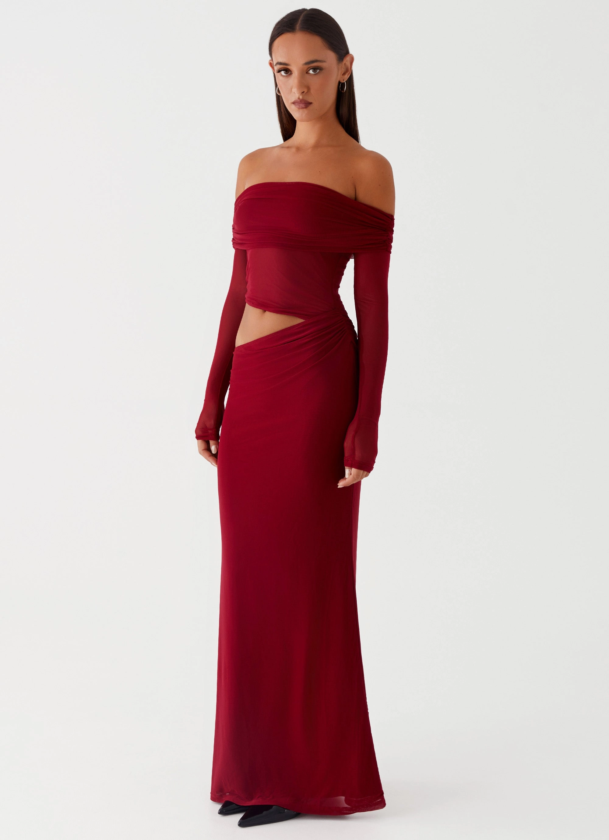 Formal Style Casual Fit Emery Maxi Dress - Cherry Red