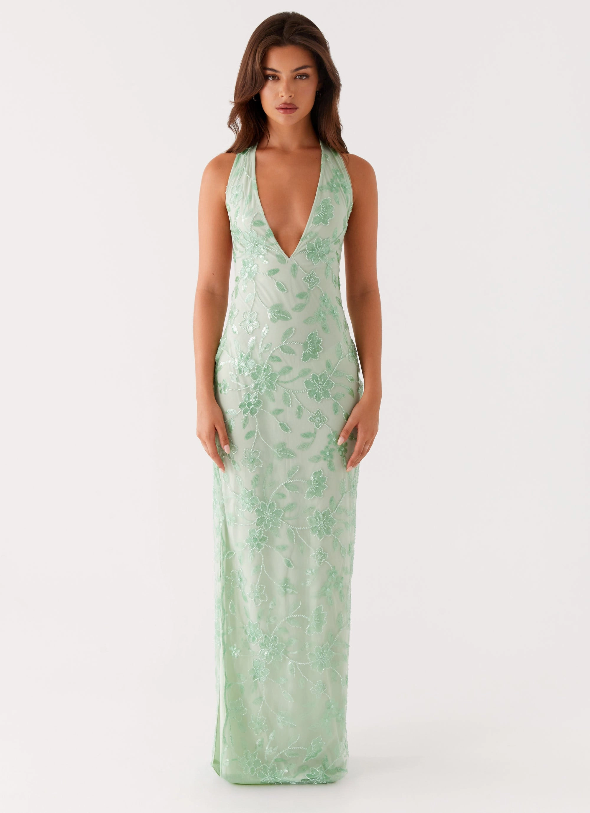 Cydney Beaded Maxi Dress - Sage Form Flow Smart Tones