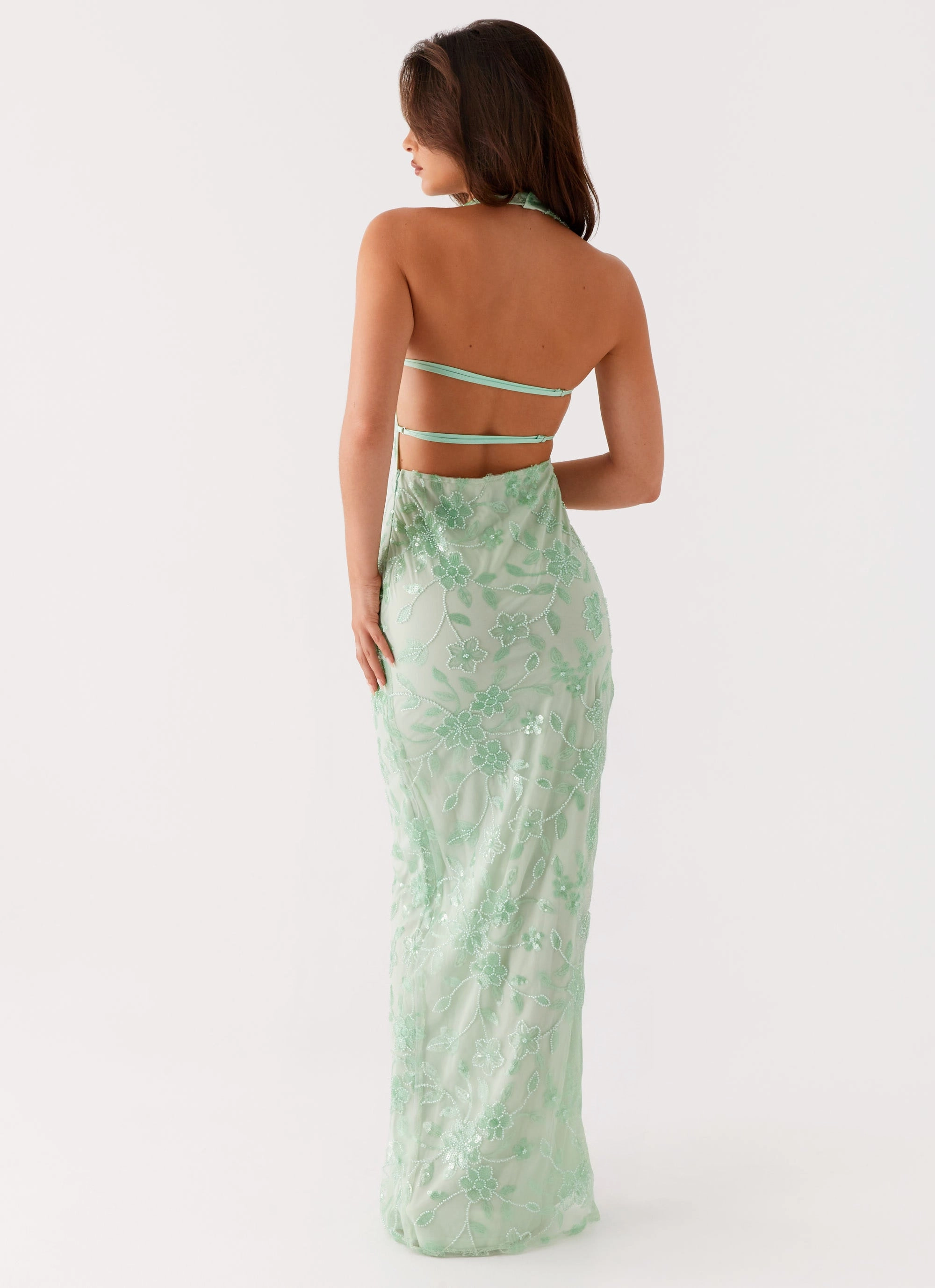 Charming Design Quick Fit Cydney Beaded Maxi Dress - Sage