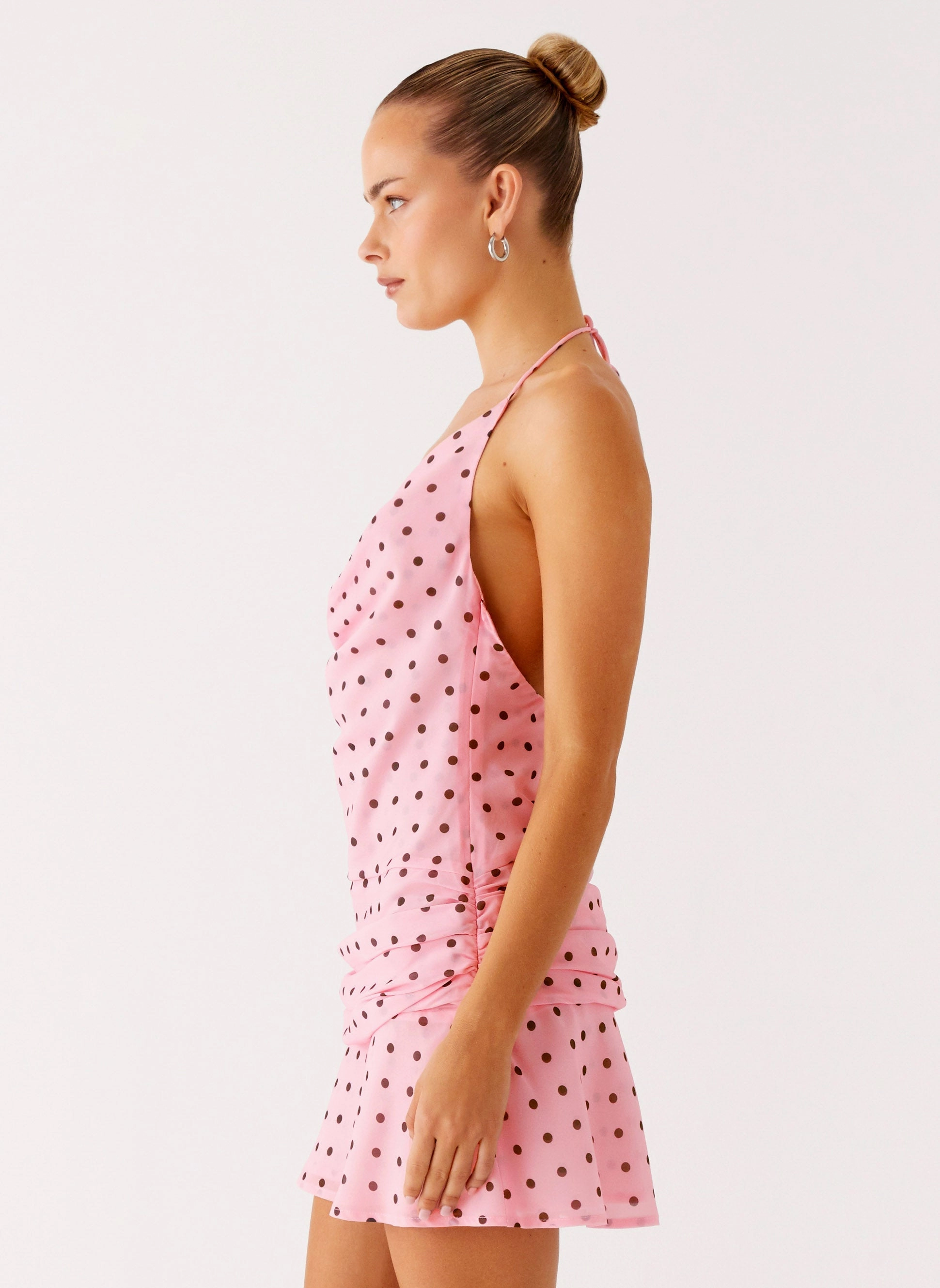 Airy Layer All Time Fit Cyna Cowl Mini Dress - Strawberry Dot