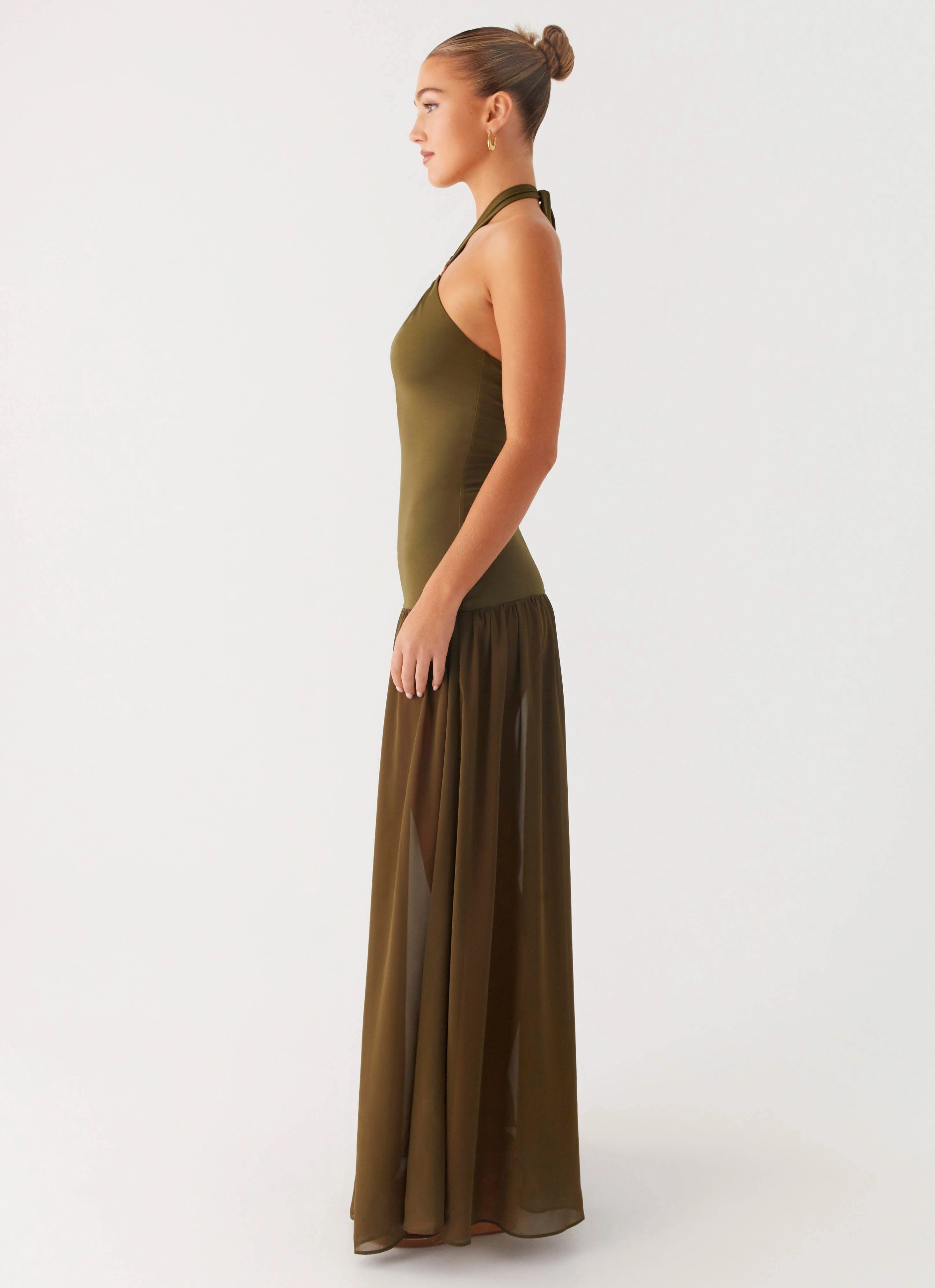 Cypress Kiss Maxi Dress - Khaki Vibrant color dress Tiered Skirt