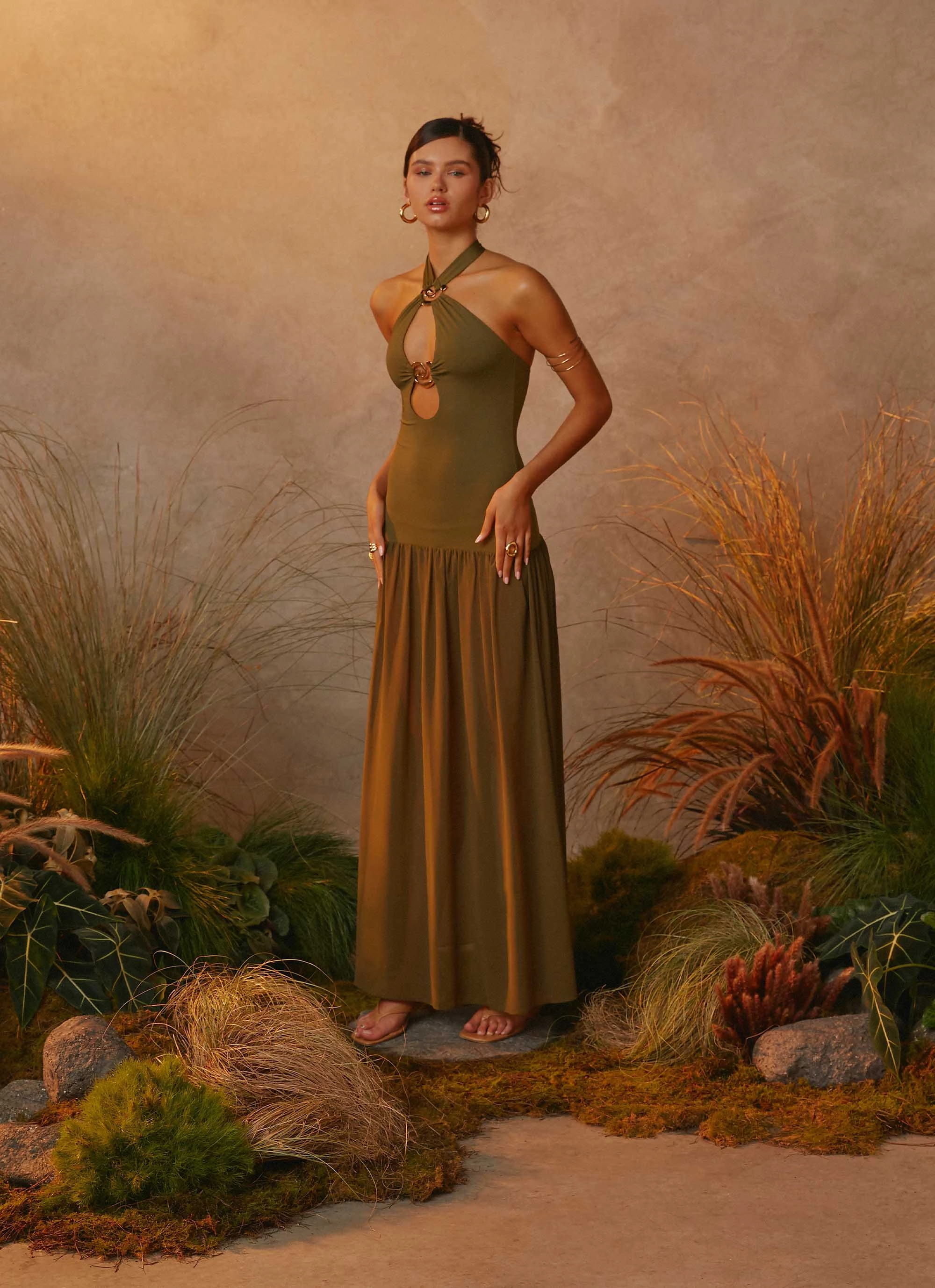 Cypress Kiss Maxi Dress - Khaki Movement Feel