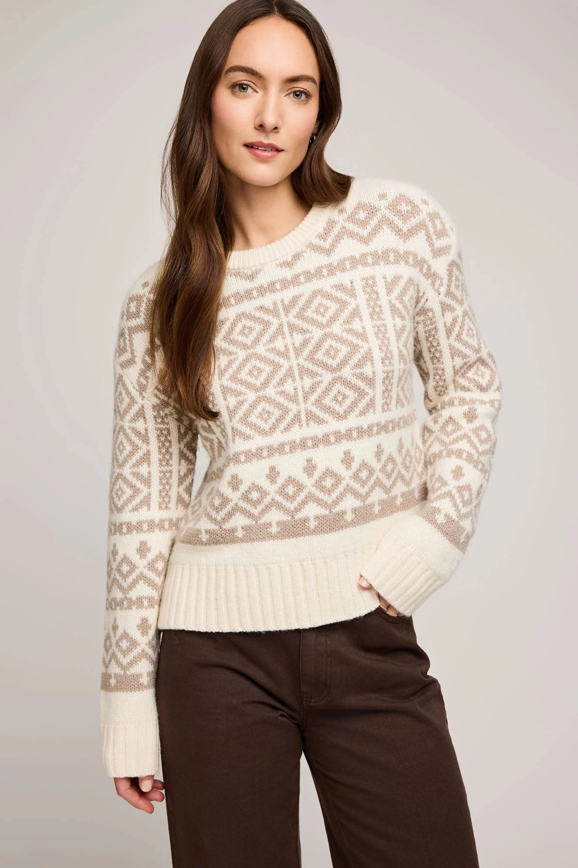 Hidden Zipper Pocket Ribbed Collar Style Cypress Pullover Sweater
