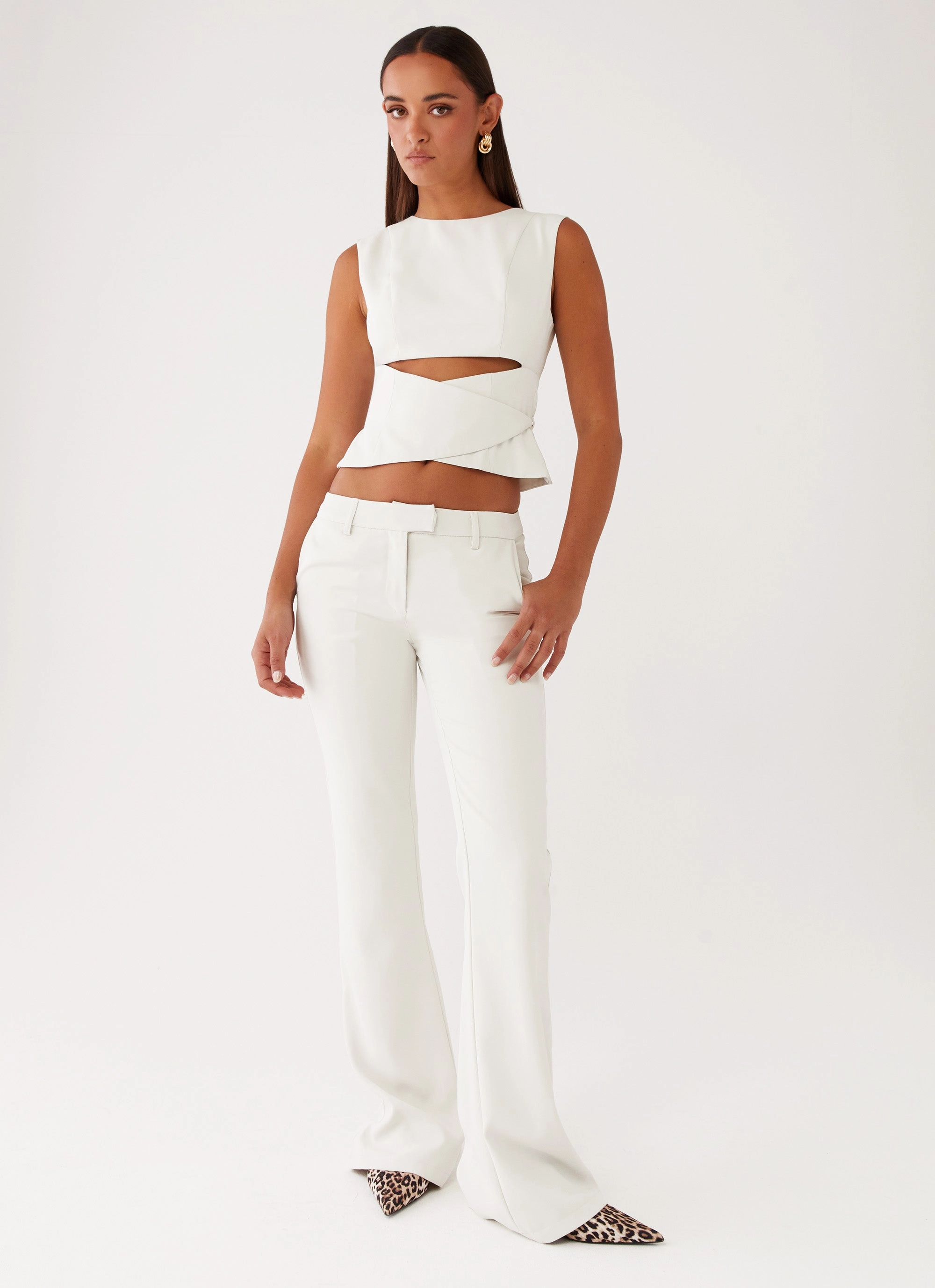 Cyra Wrap Top - Ivory Moisture Wicking Fabric