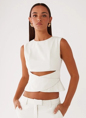 Multi Directional Zipper Placement Cyra Wrap Top - Ivory