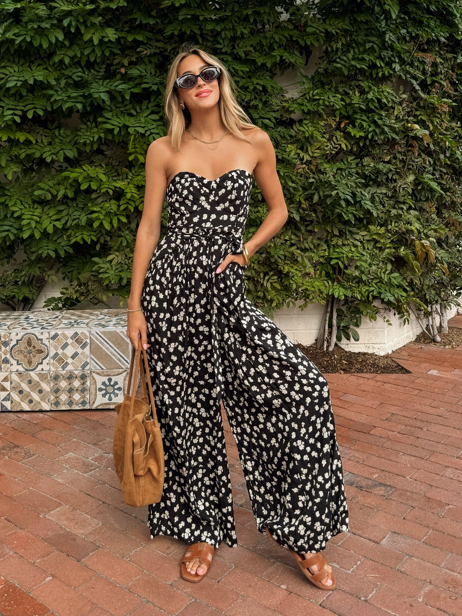 Dahlia Dream Wide Leg Jumpsuit QuickDry Textile low - pressure environment