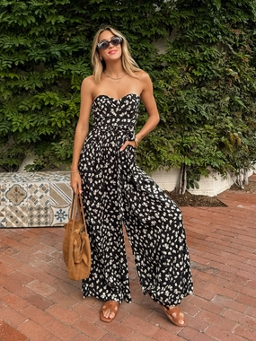 Dahlia Dream Wide Leg Jumpsuit QuickDry Textile low - pressure environment