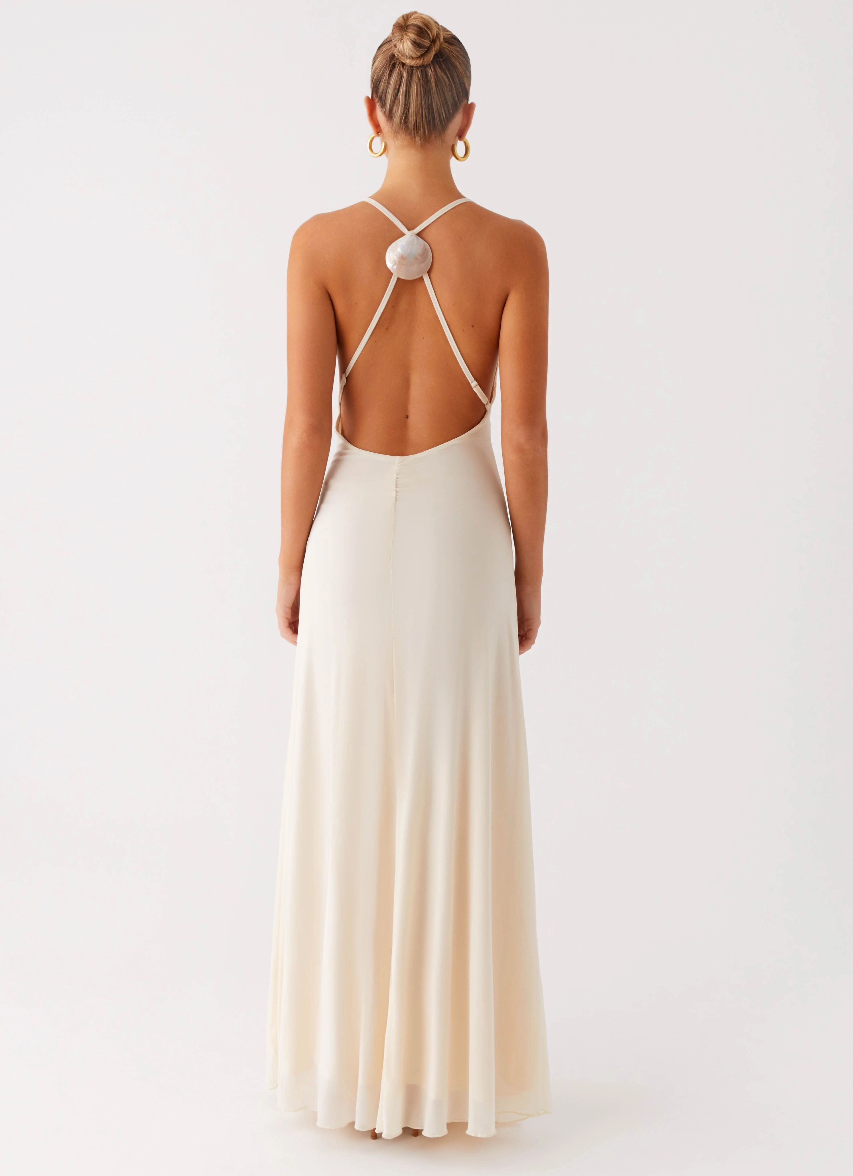Minimalist-Style Cocktail-Party Dahliana Maxi Dress - Off White