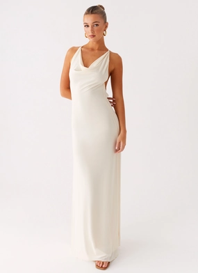 Dahliana Maxi Dress - Off White Work Fitwear Comfort Look