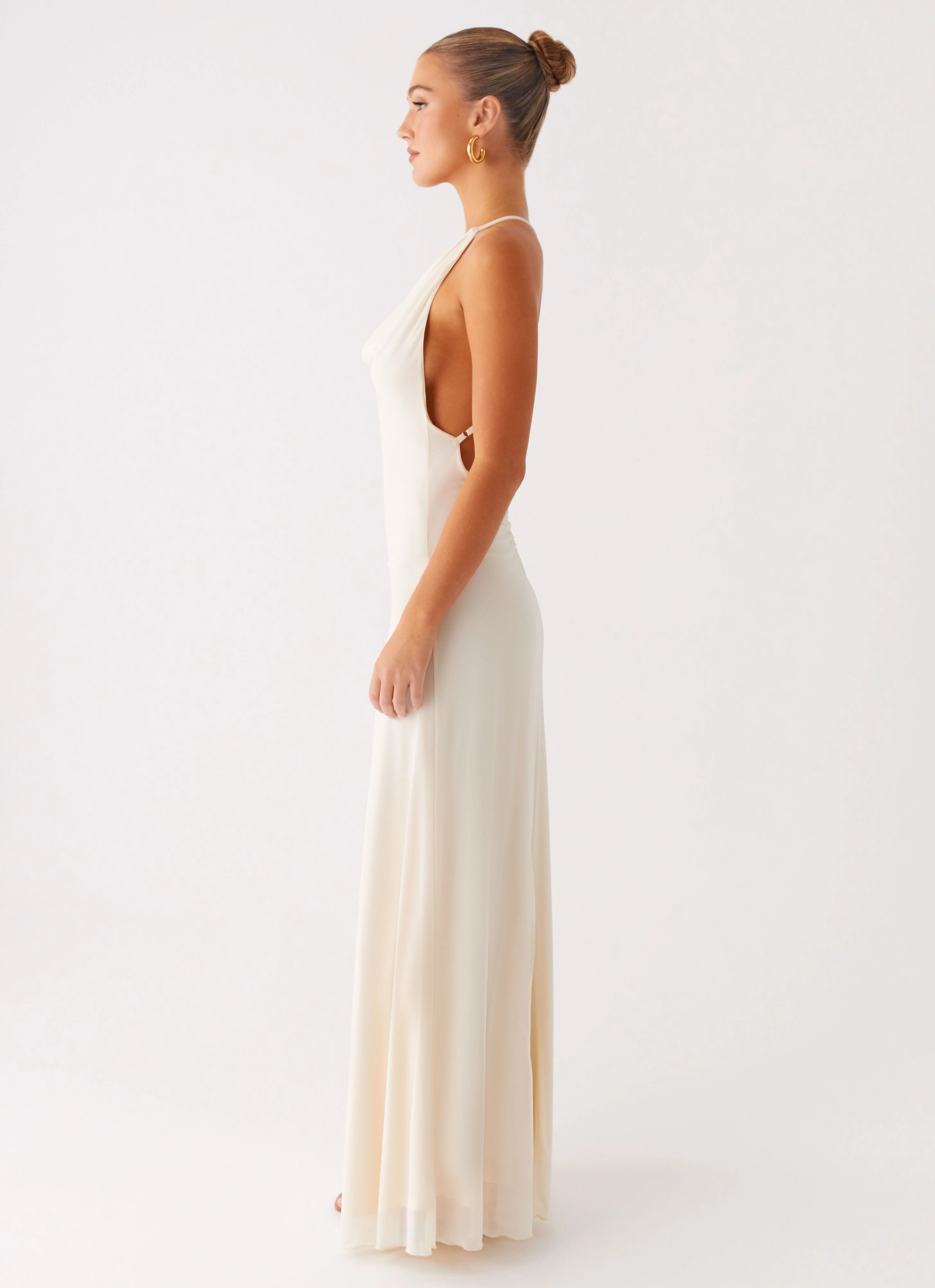 Formal Outfit Beaded-Sleeve Dahliana Maxi Dress - Off White