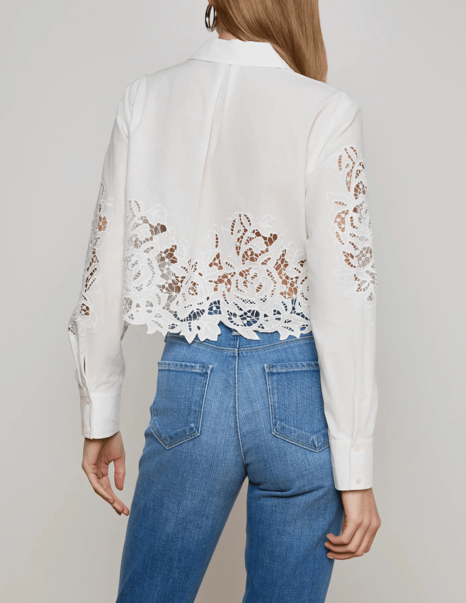 L'AGENCE Seychelle Lace Cropped Blouse Essential Wear