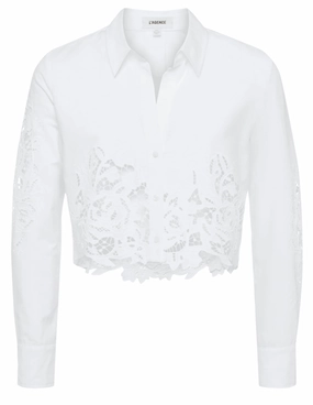 L'AGENCE Seychelle Lace Cropped Blouse Secure Closures Casual Chic