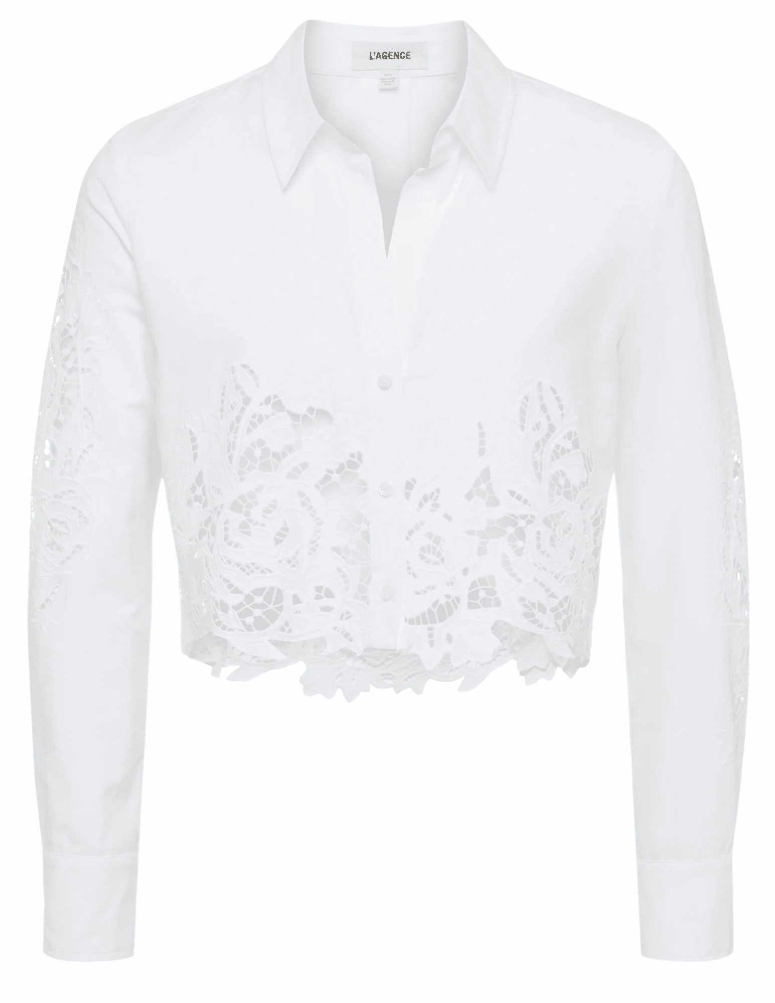 L'AGENCE Seychelle Lace Cropped Blouse Secure Closures Casual Chic