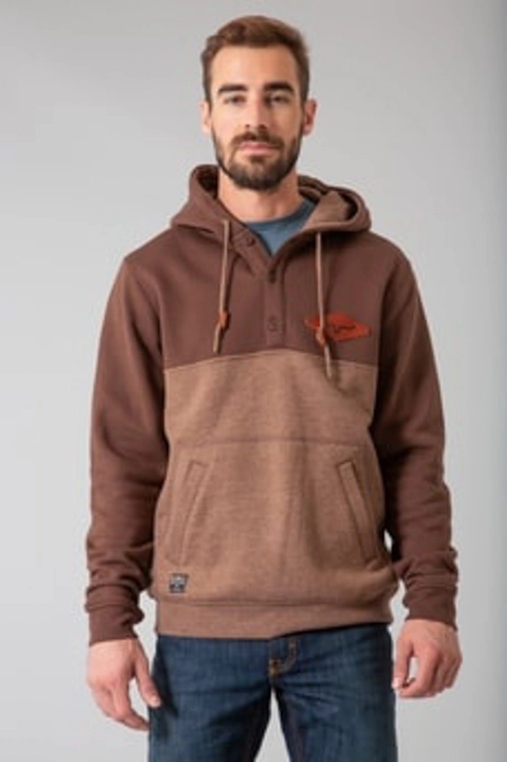 Kimes Ranch Mens Ogden Hood Brown Cotton blend Hoodie Laser Cut Airflow Vents Stripe Look