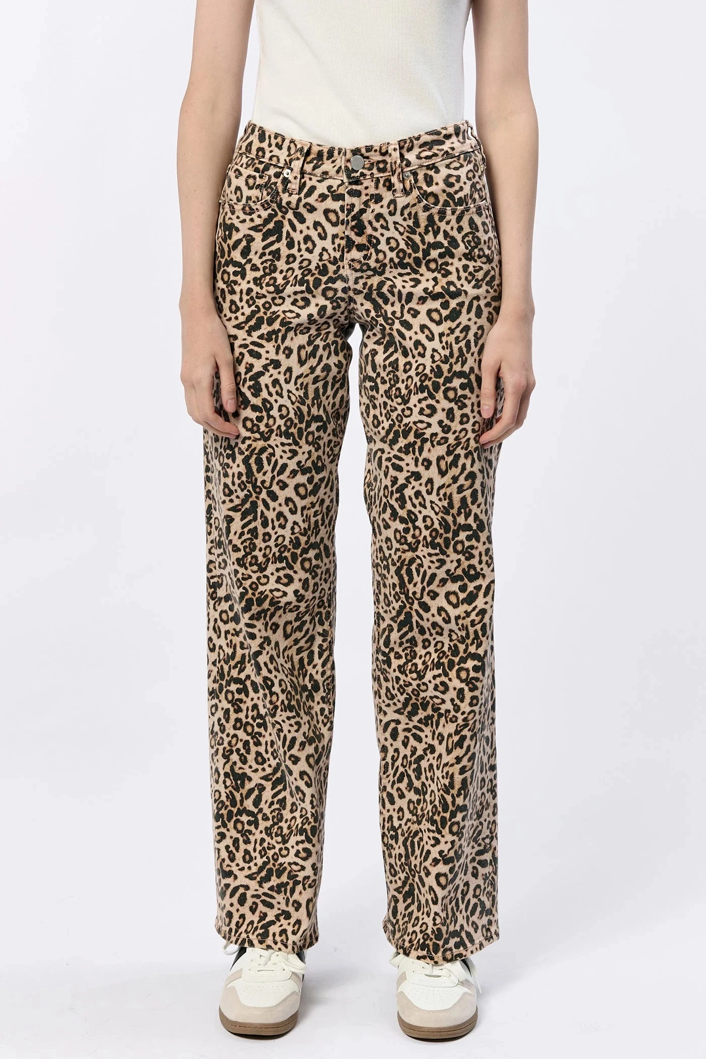 Taylor Straight Leg Jeans - Leopard Hidden Zipper Pocket