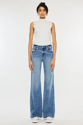 DAKOTAH OPEN PACK HIGH RISE WIDE LEG FLARE JEANS AllDaySoftness