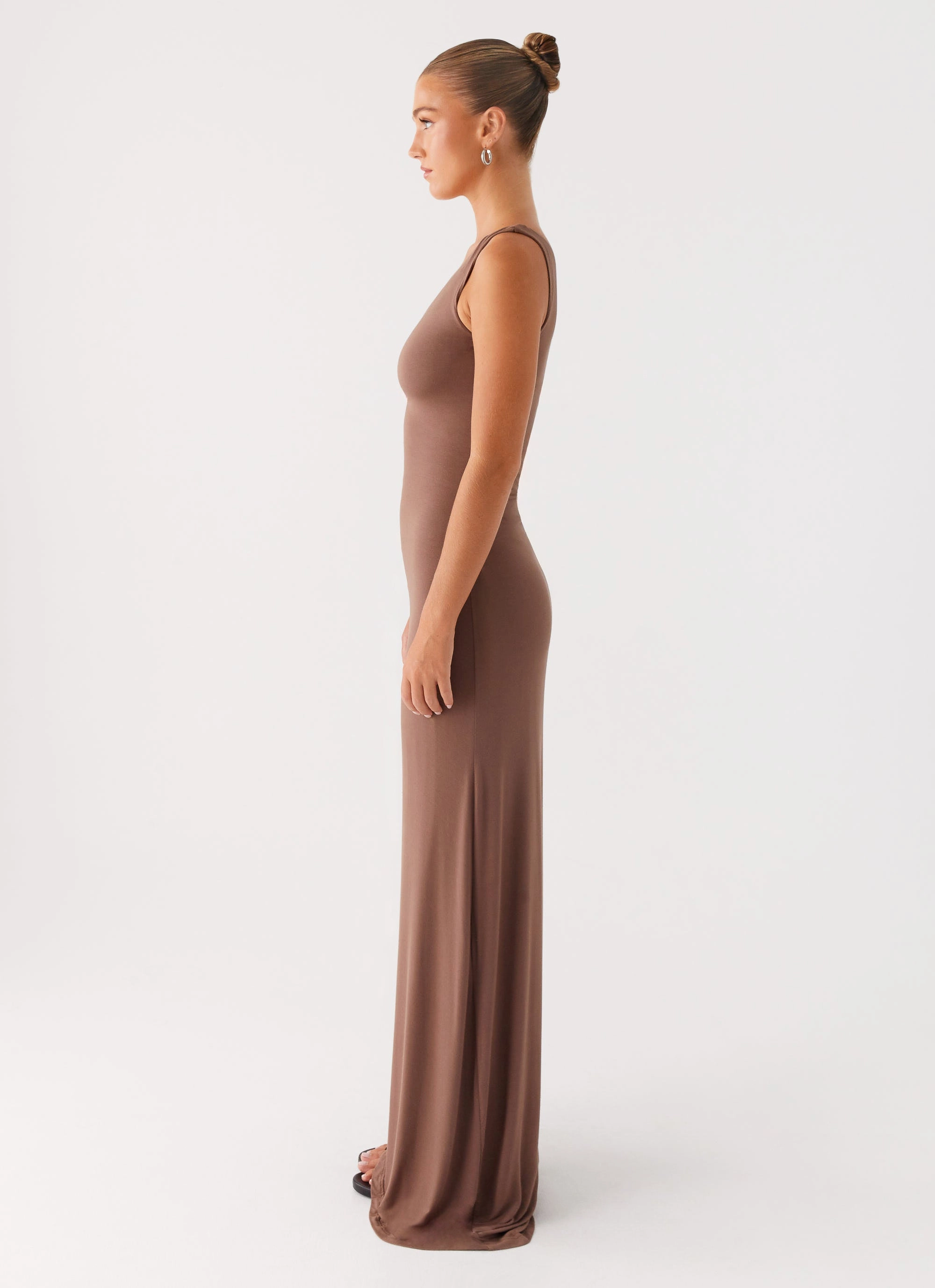 Dalla Maxi Dress - Dark Chocolate Abstract Pattern Smart Lines