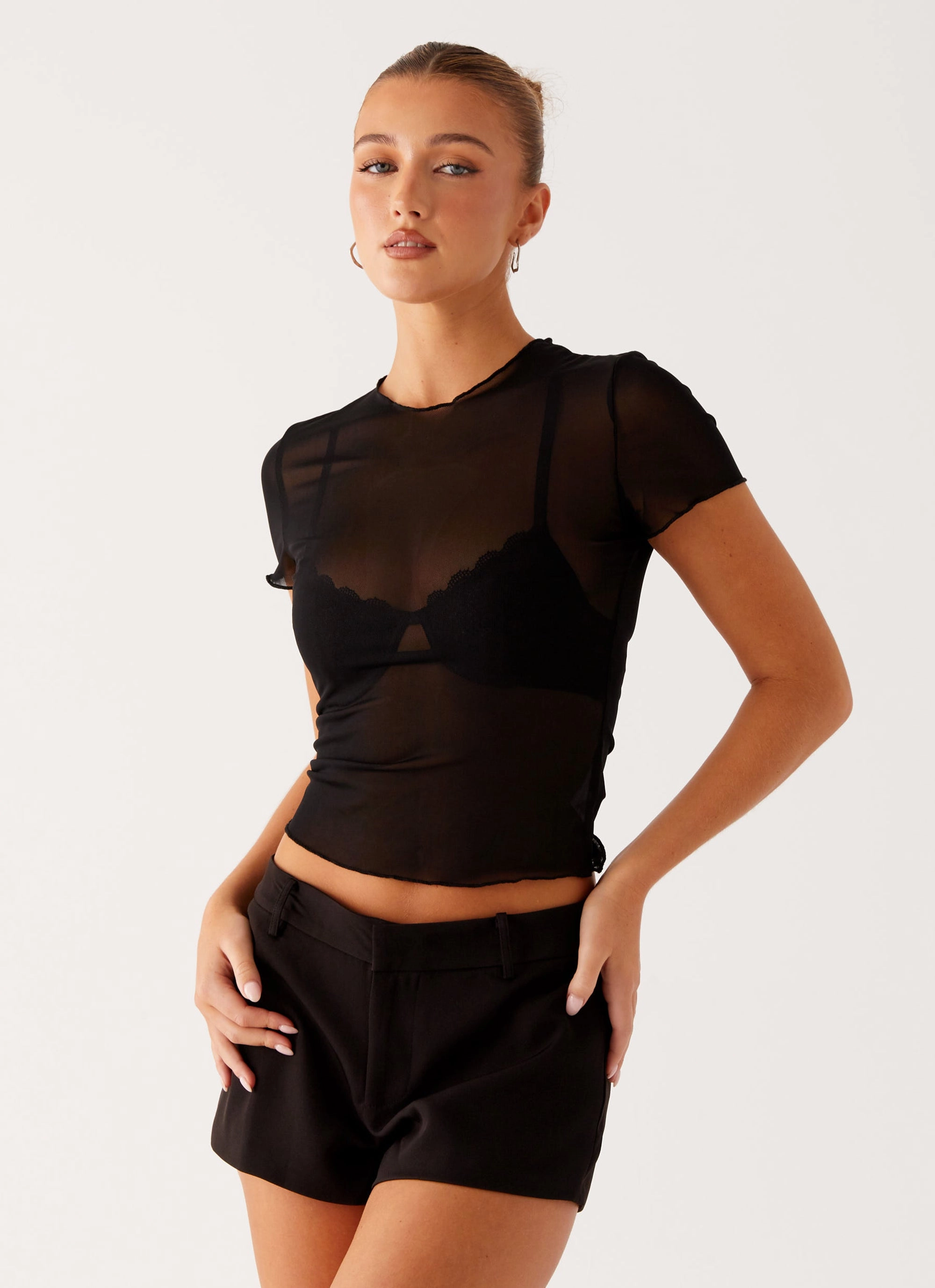 Tension Balanced Design Contoured Side Panels Dalton Mesh T-Shirt - Black