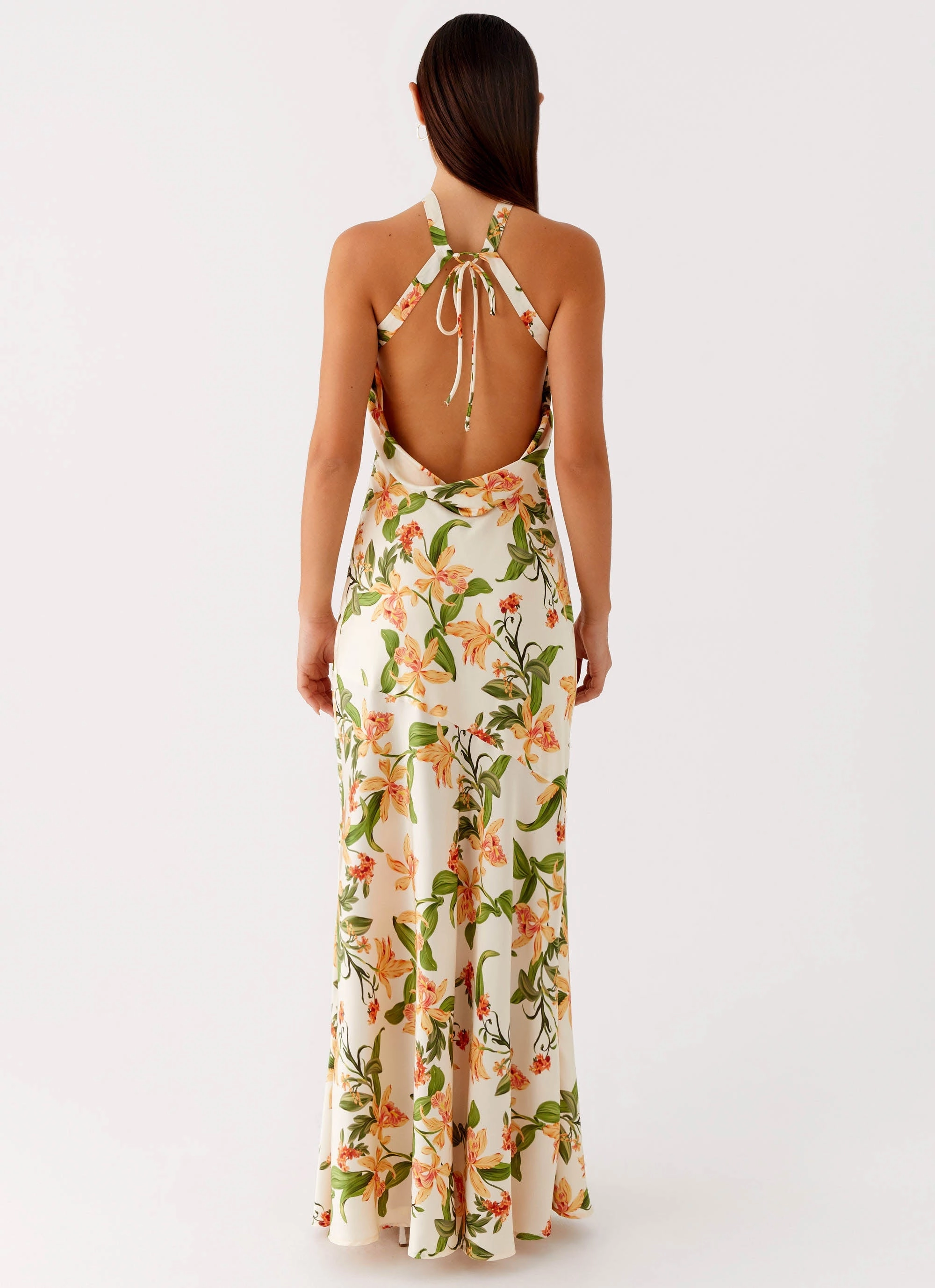 Sleek Appearance Damali Satin Maxi Dress - Floral Print