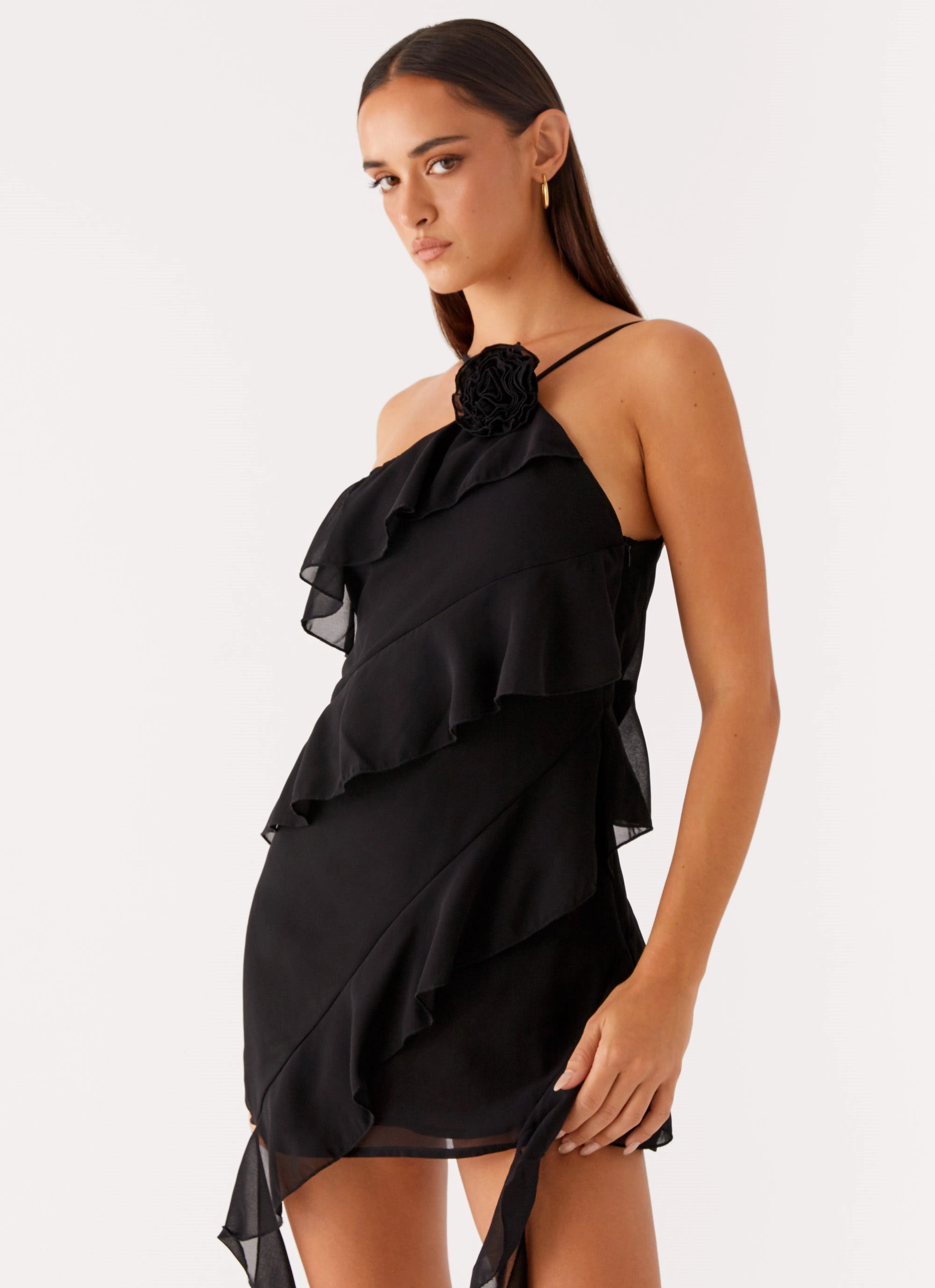 Minimalist Look Matte Fabric Sita Mini Dress - Black