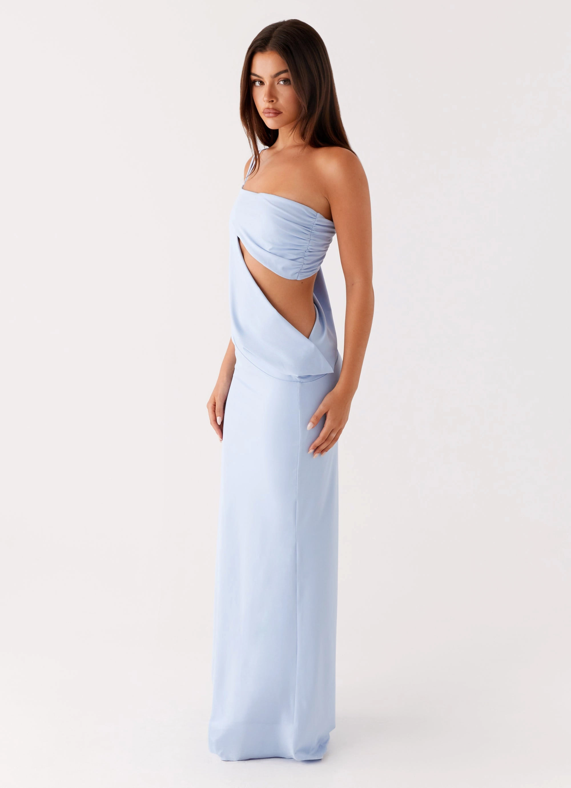 Dani Maxi Dress - Blue High-Neck