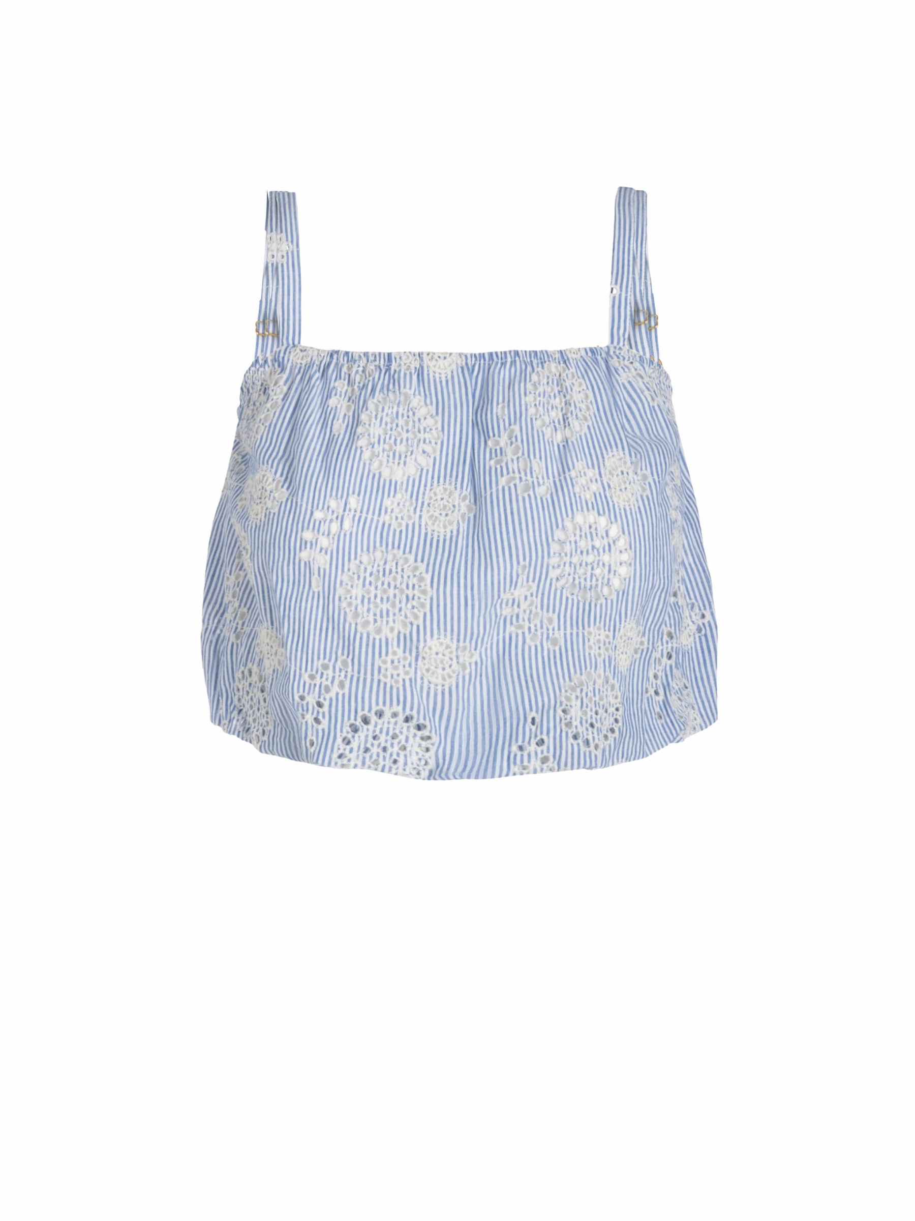 Moisture Management Fabric Sport Top Dani Top In Sky/Natural Eyelet