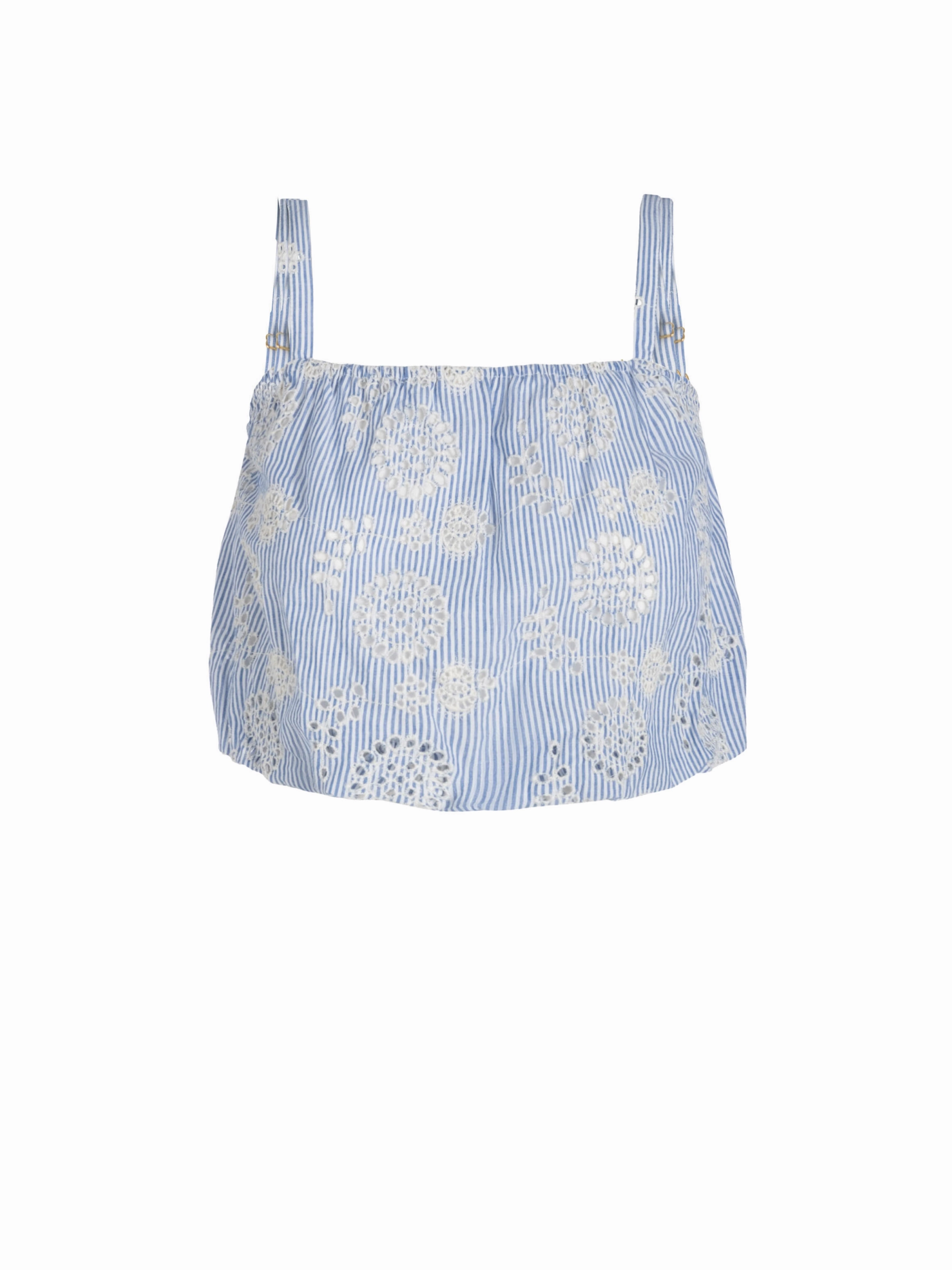 Dani Top In Sky/Natural Eyelet Reflective Logo Detail Contrast Stitching