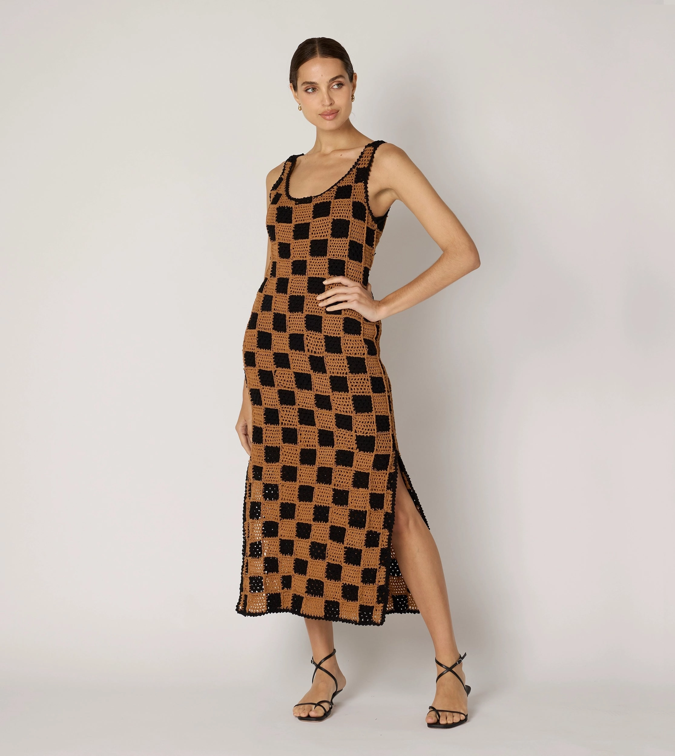 Danika Crochet Dress | Black/Brown FlexibleElasticatedEdging