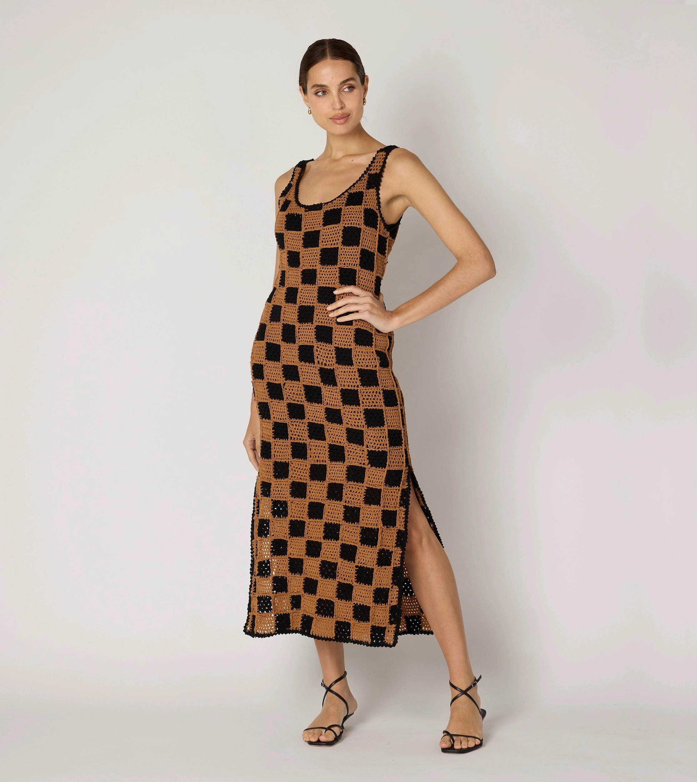 Subtle Comfort Danika Crochet Dress | Black/Brown