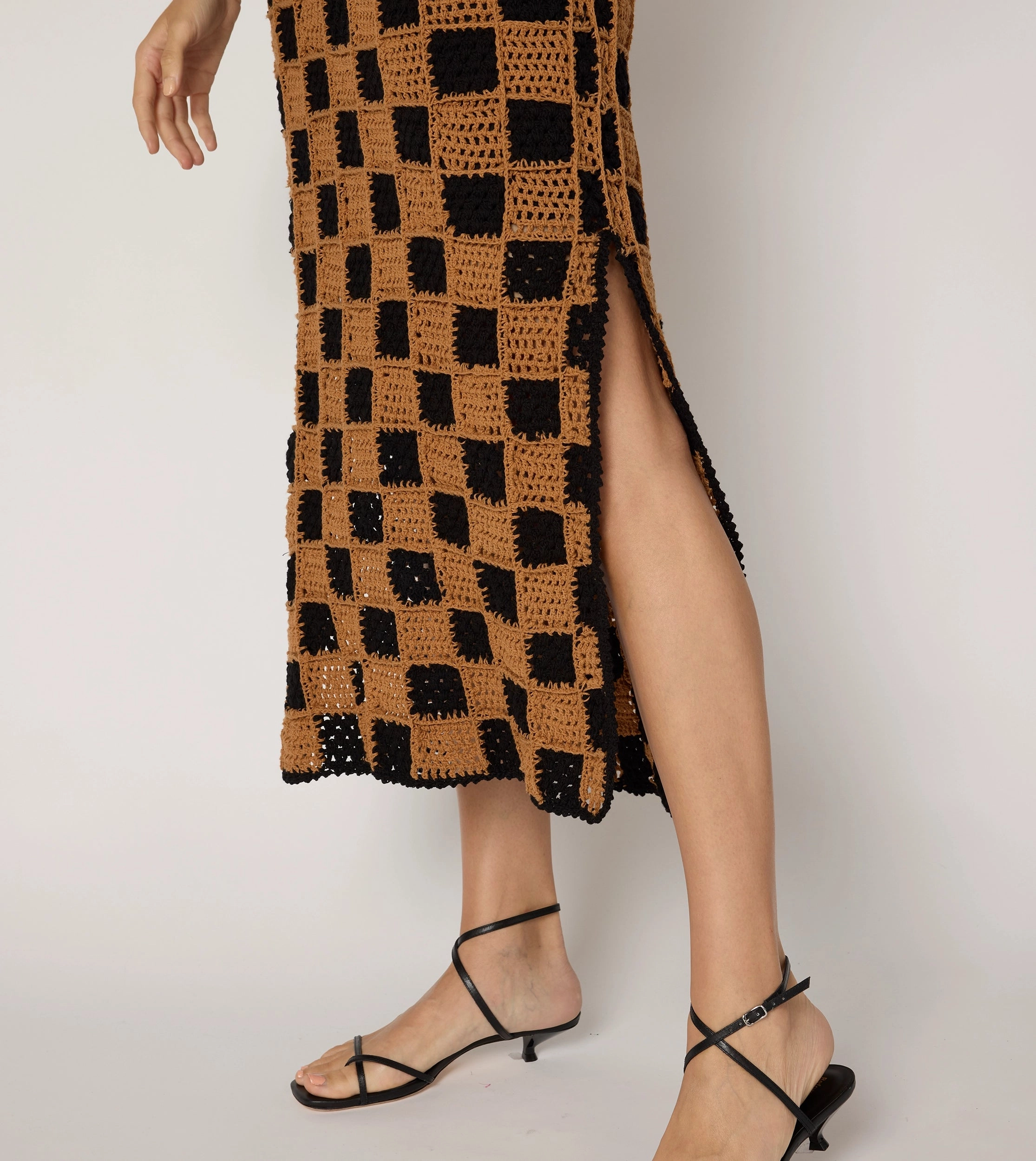 Danika Crochet Dress | Black/Brown Silky-Lining Party Safe