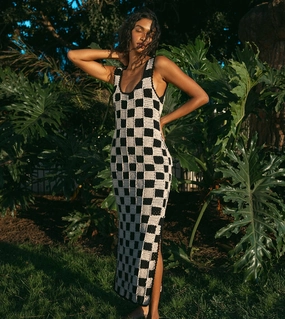 NoRoll Hem Technology ReflectiveAccents Danika Crochet Dress | Black/White