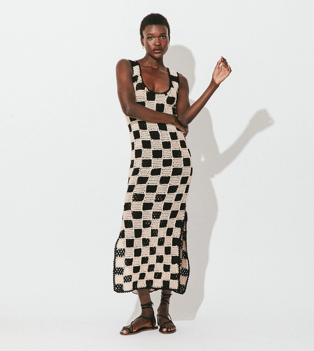 Danika Crochet Dress | Black/White Soft Colorway