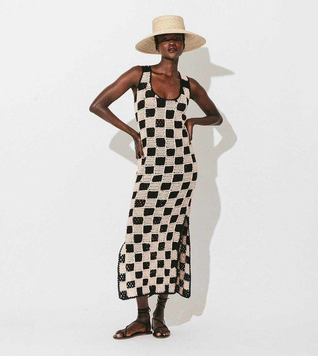 Simplistic Mood Clean Stitch Danika Crochet Dress | Black/White