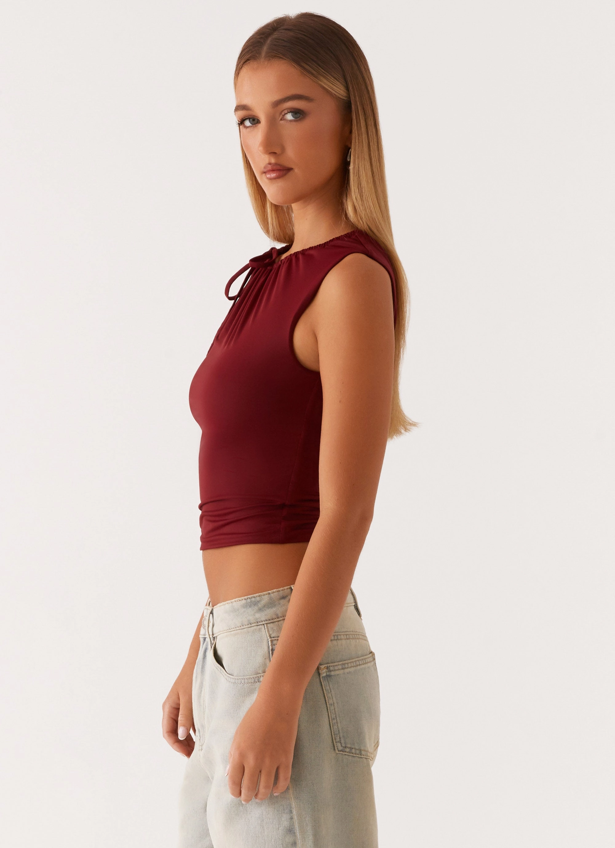 HighNeckCut Darlee Tank Top - Mulberry