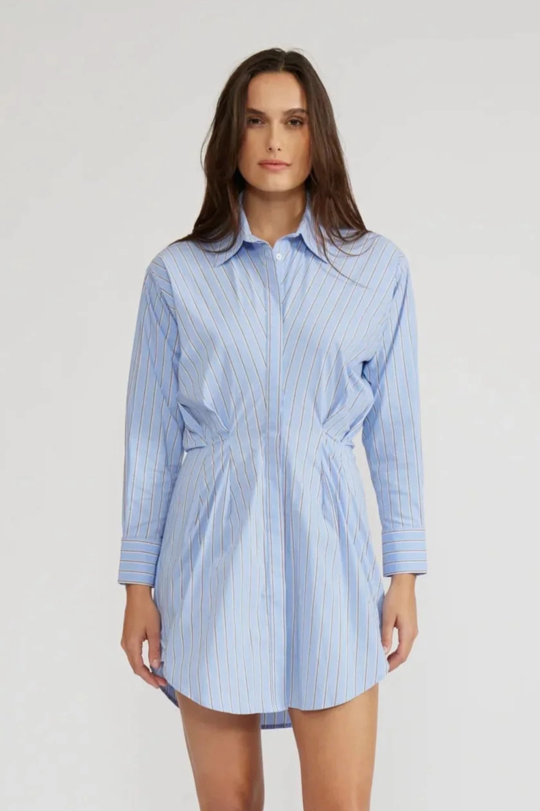 Underwire-Support CrinkleResistantWeave Darma Striped Mini Dress