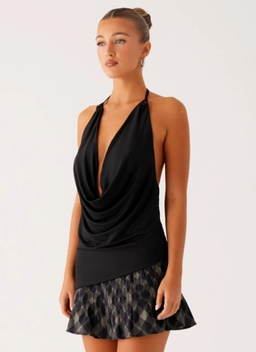 Dasha Cowl Top - Black DoubleStitched