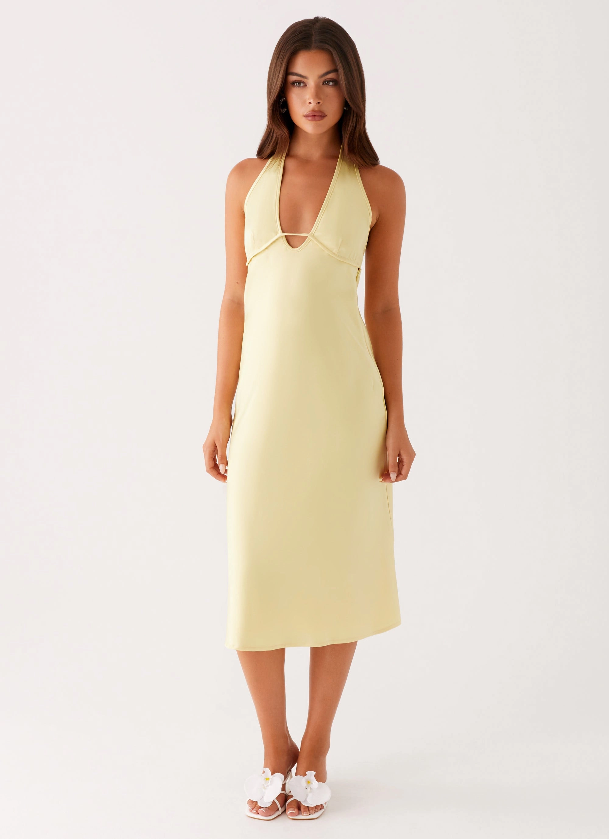 Davies Midi Dress - Yellow Vibrant Form Pocket-Detail