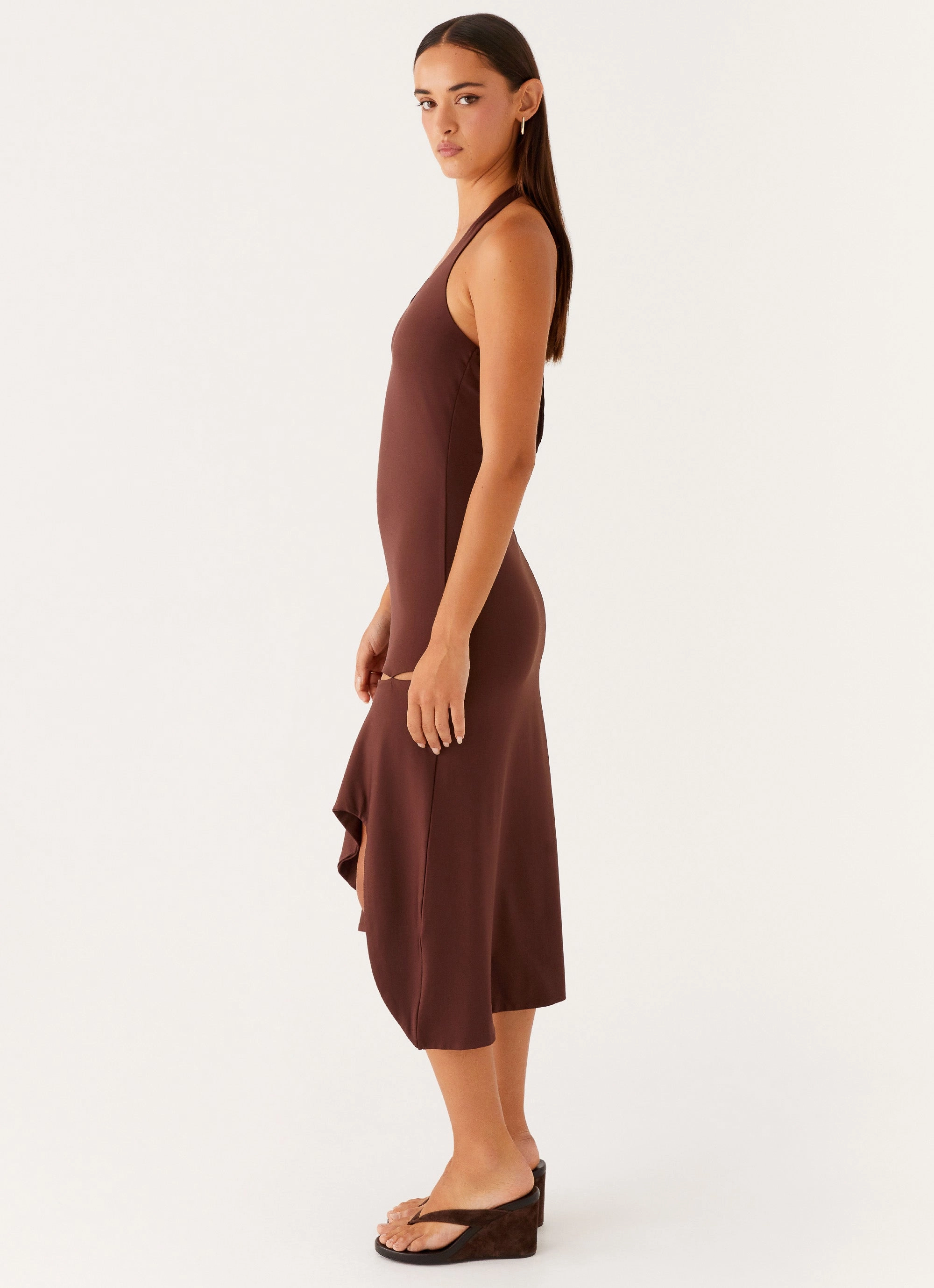 Fast Times Midi Dress - Chocolate Neutral Form Formal Choice