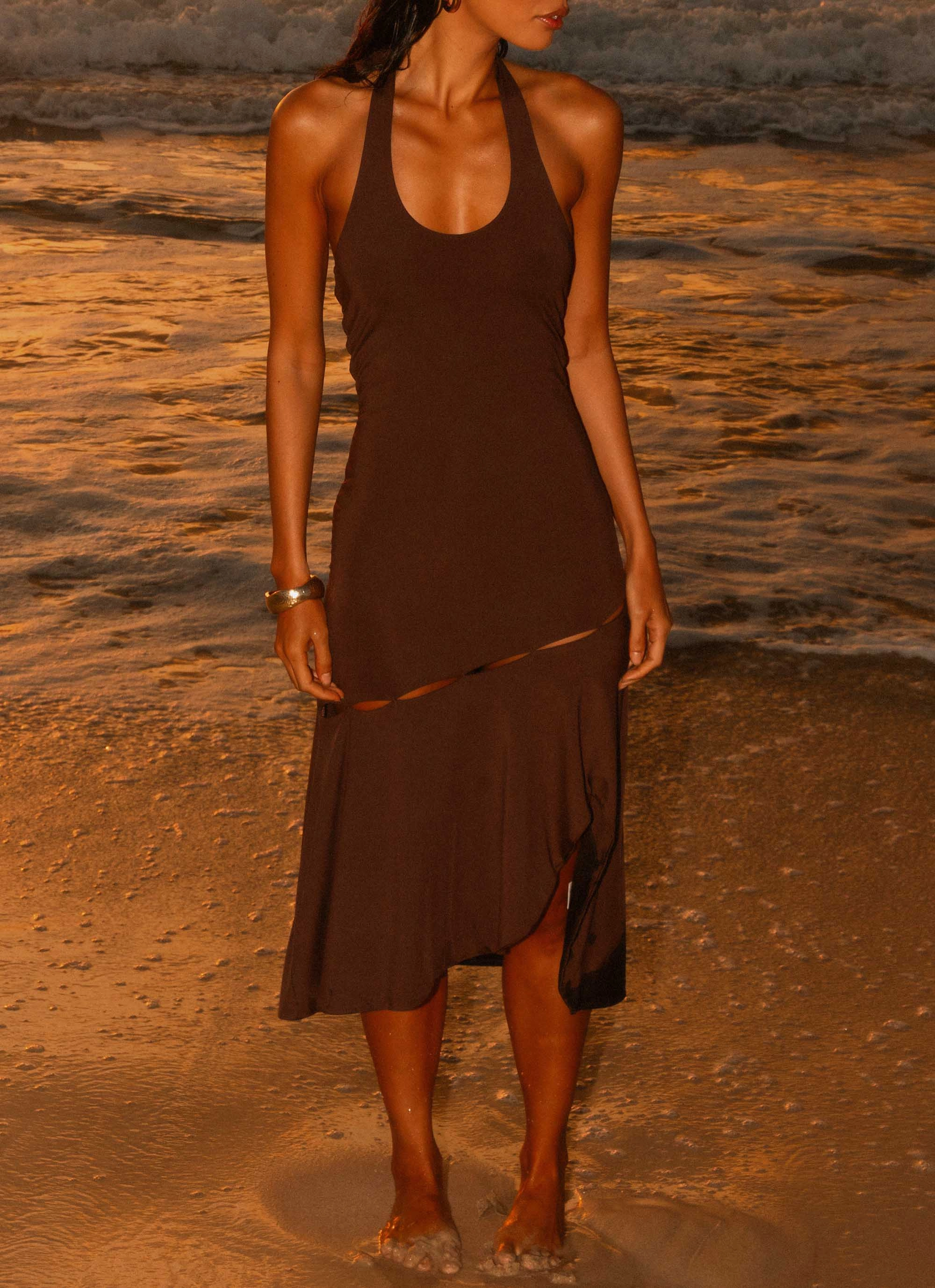 Fast Times Midi Dress - Chocolate Heart Glow