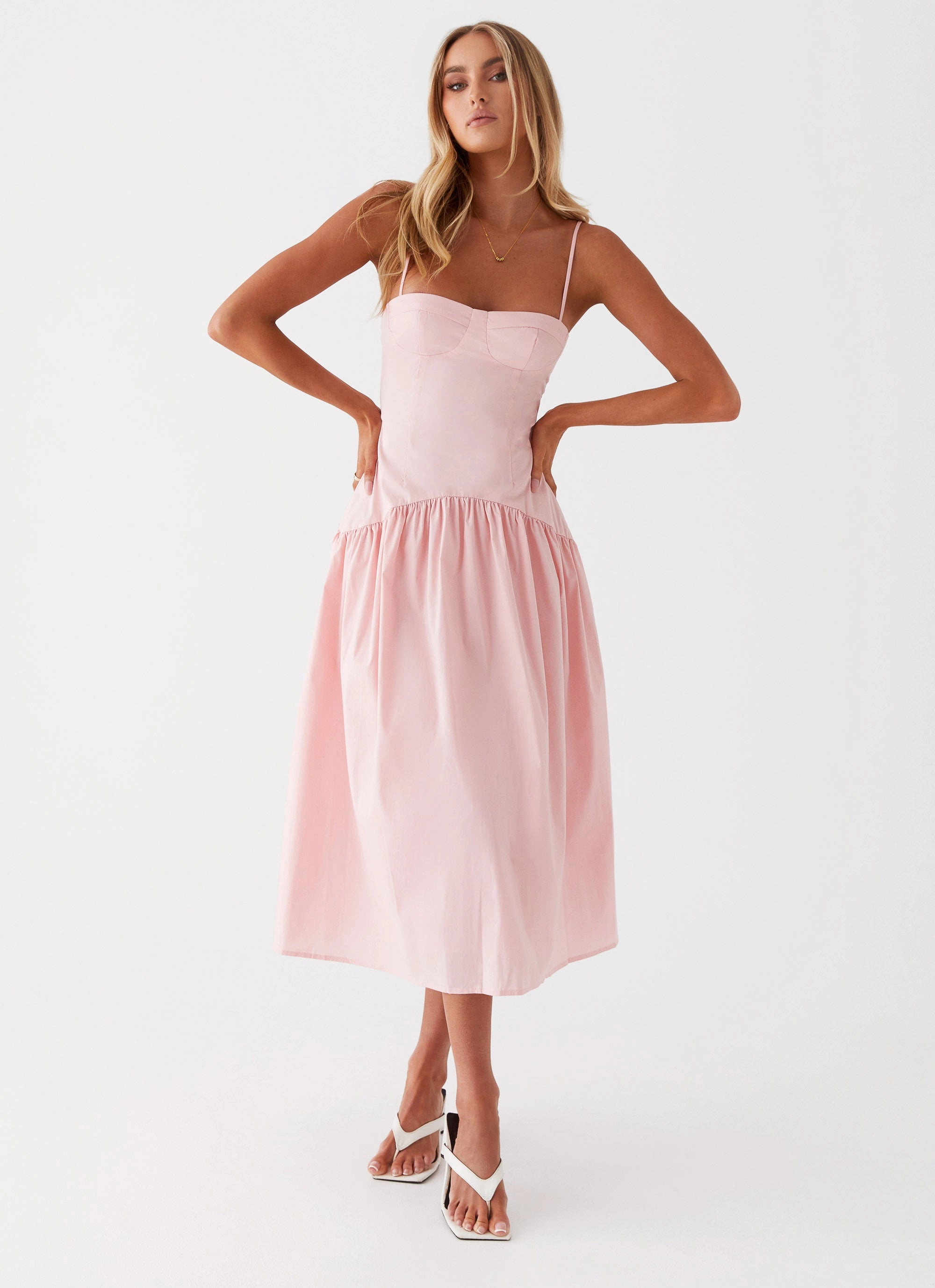 Yvette Corset Midi Dress - Pink Soft Presence
