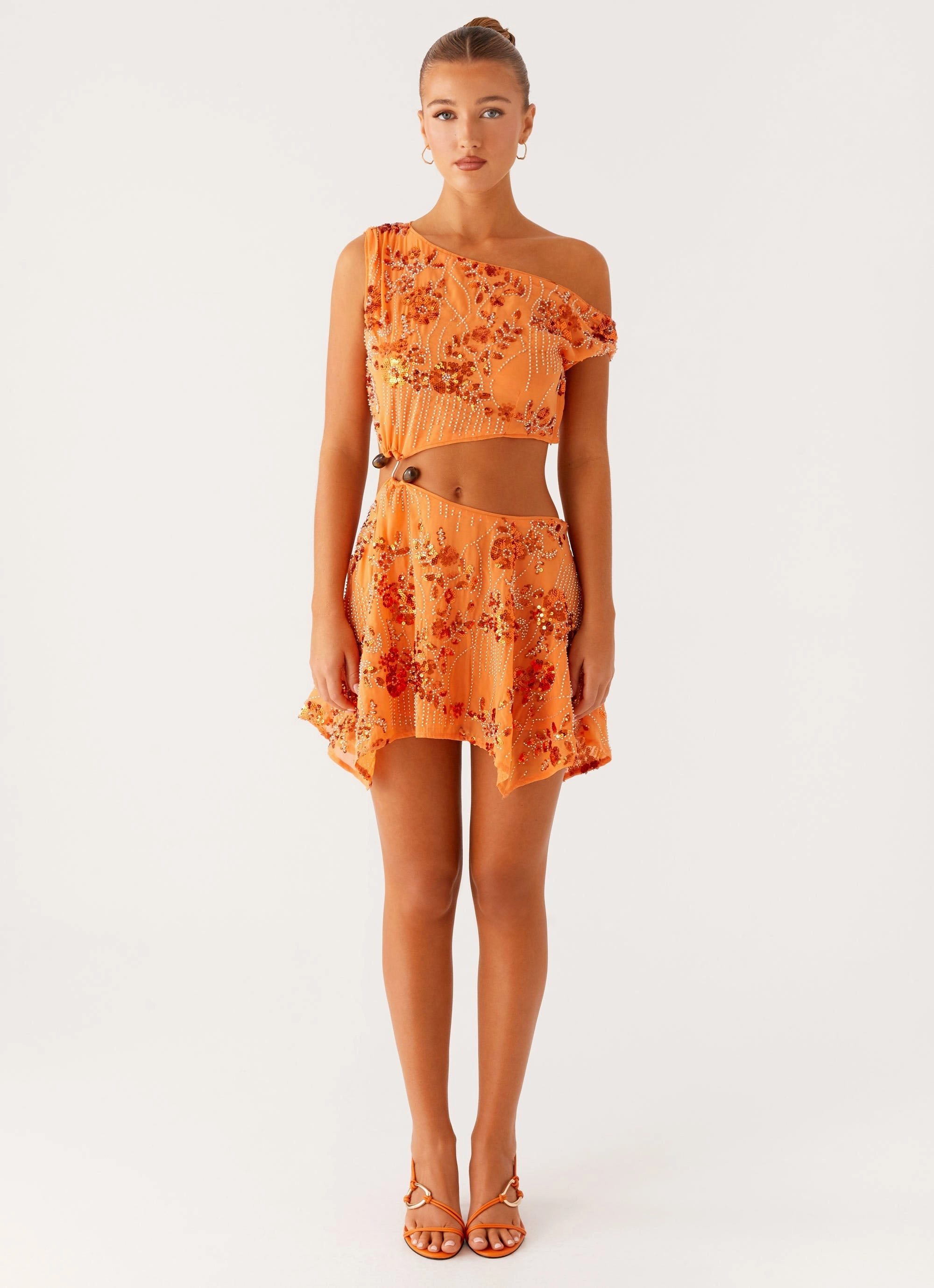 Aletta Sequin Mini Dress - Orange French Vibe