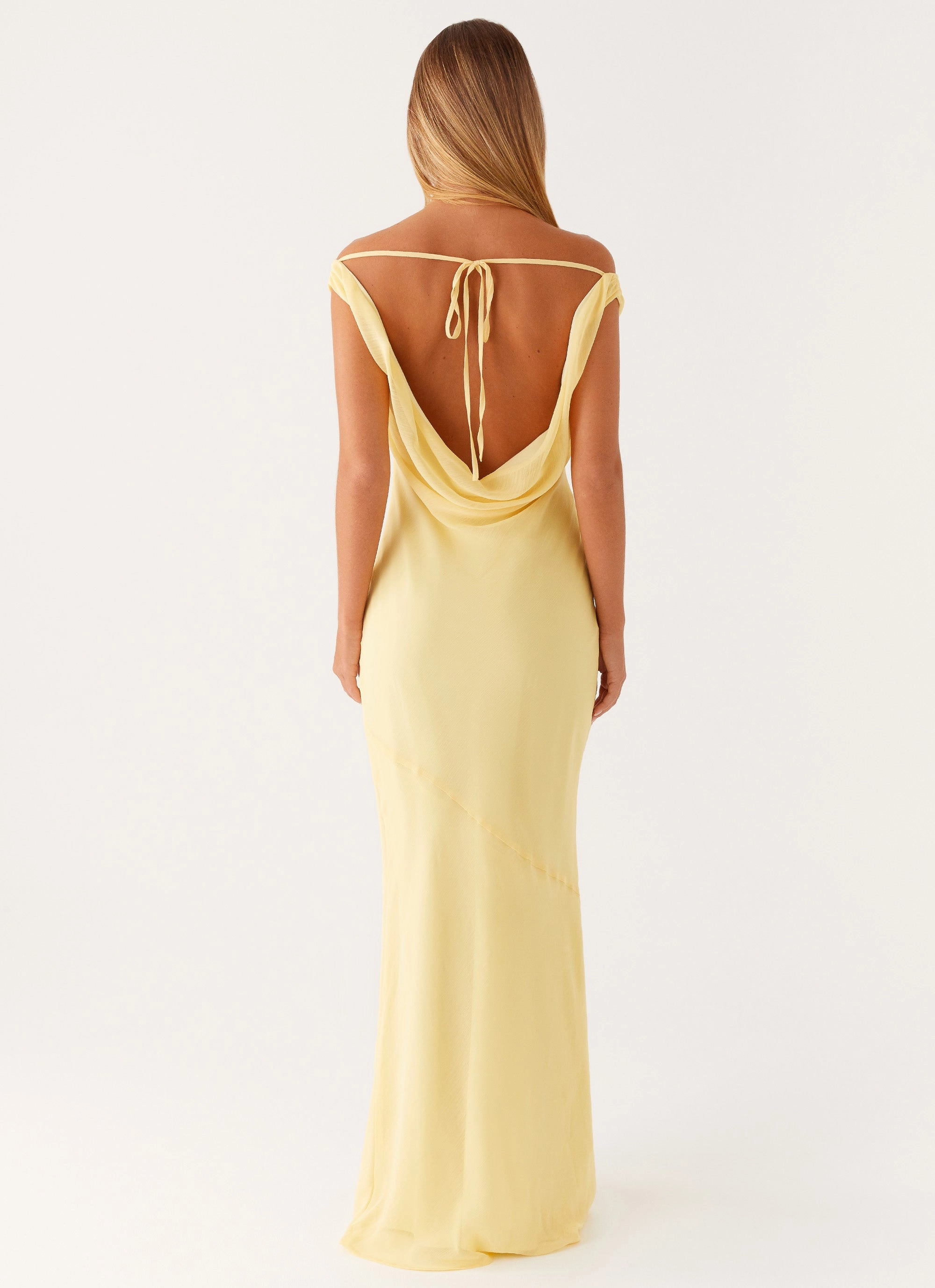 Brittany Chiffon Maxi Dress - Pastel Yellow Elegant Everyday