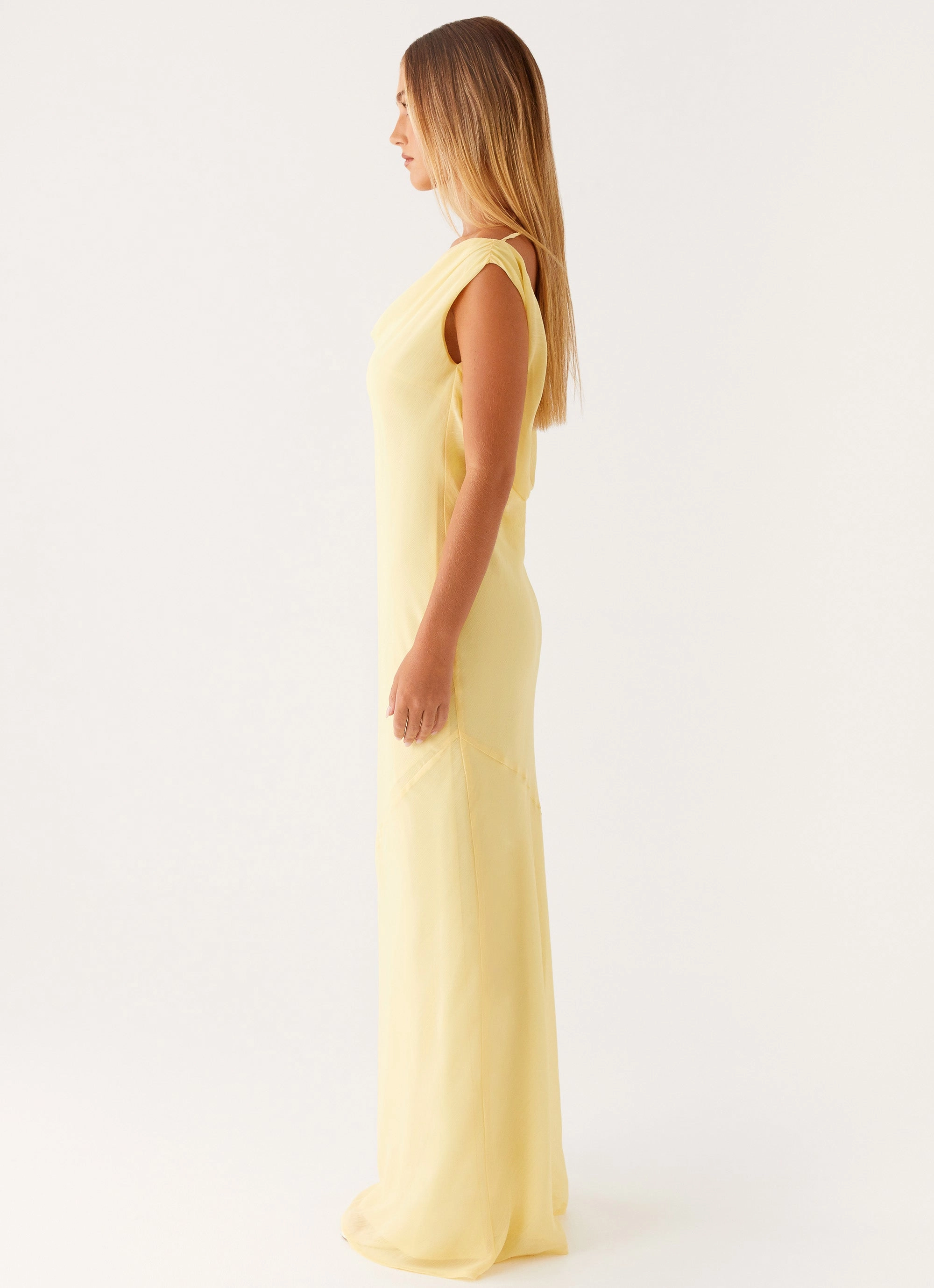 Mood Focused Fashionable Fit Brittany Chiffon Maxi Dress - Pastel Yellow