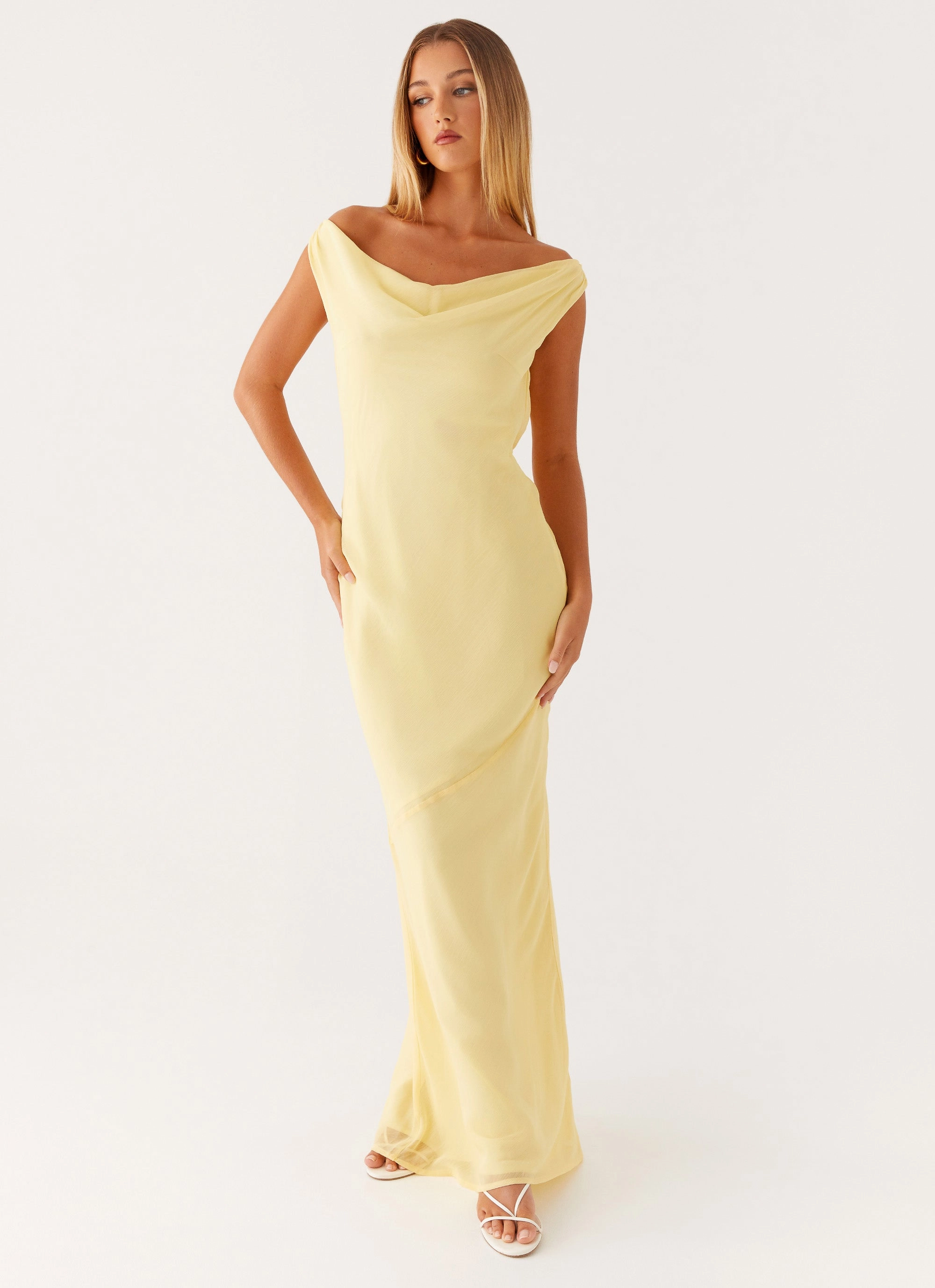 Comfy and Cozy Brittany Chiffon Maxi Dress - Pastel Yellow