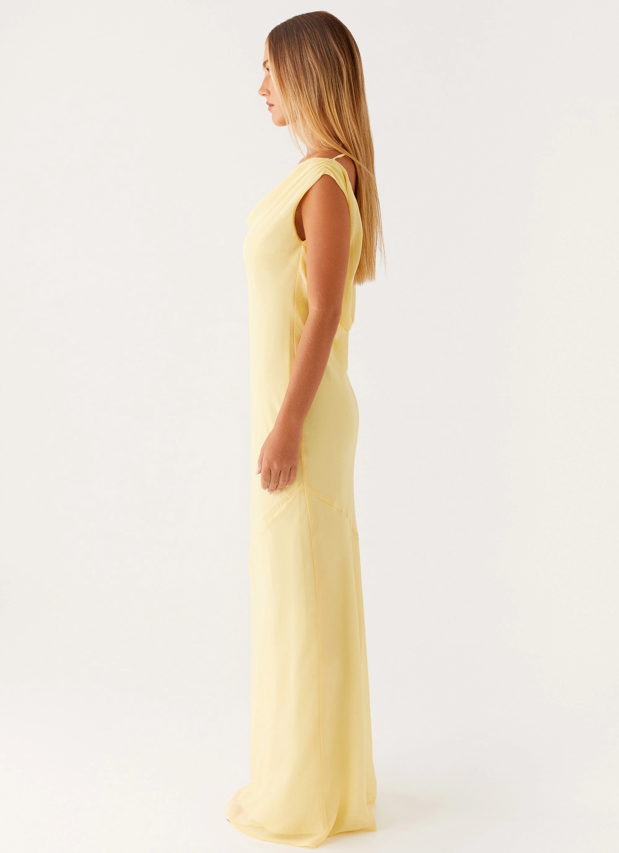 Vibe Style Brittany Chiffon Maxi Dress - Pastel Yellow