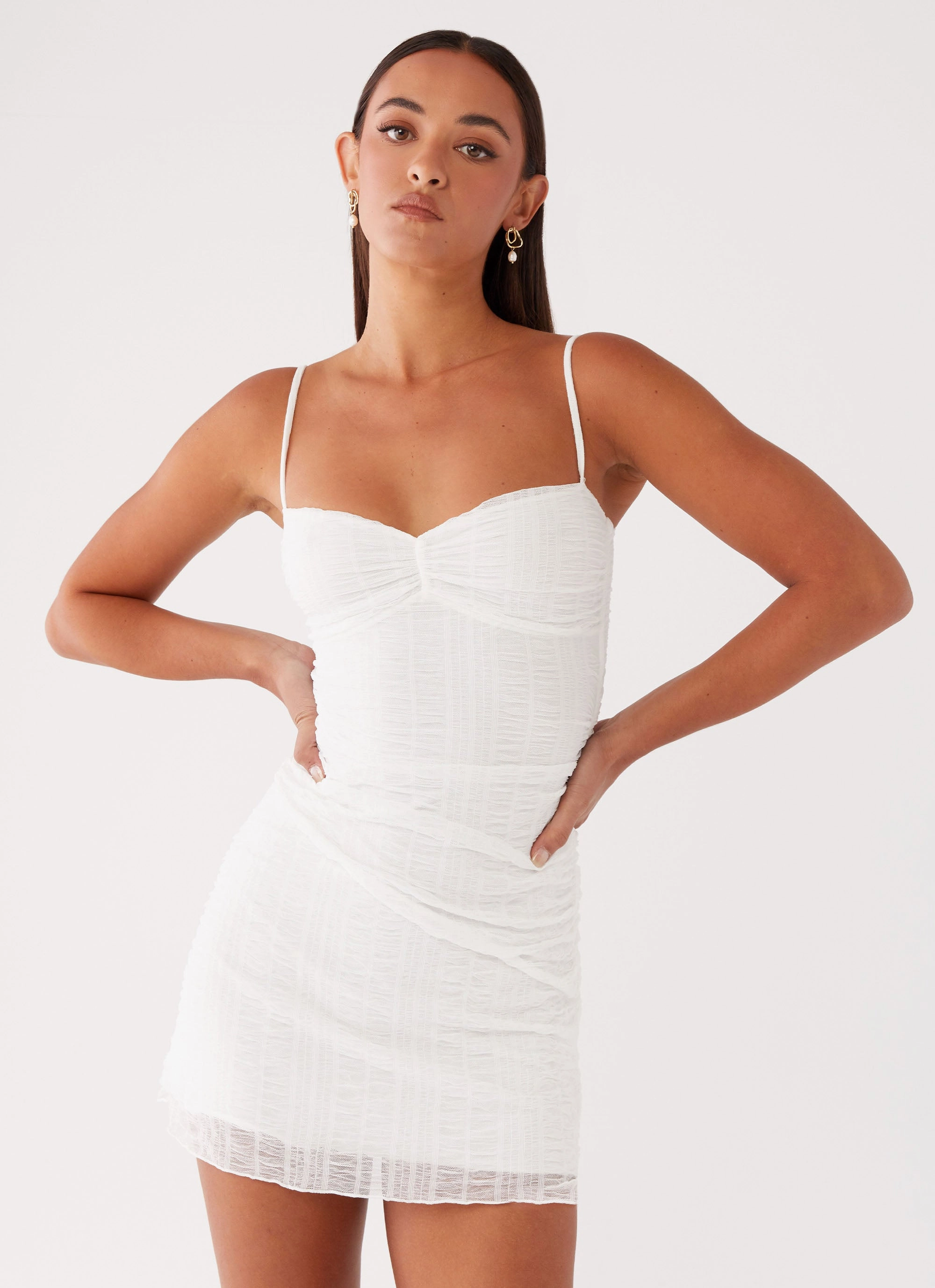 Arden Mesh Mini Dress - White Trend Focused Fashion Daily