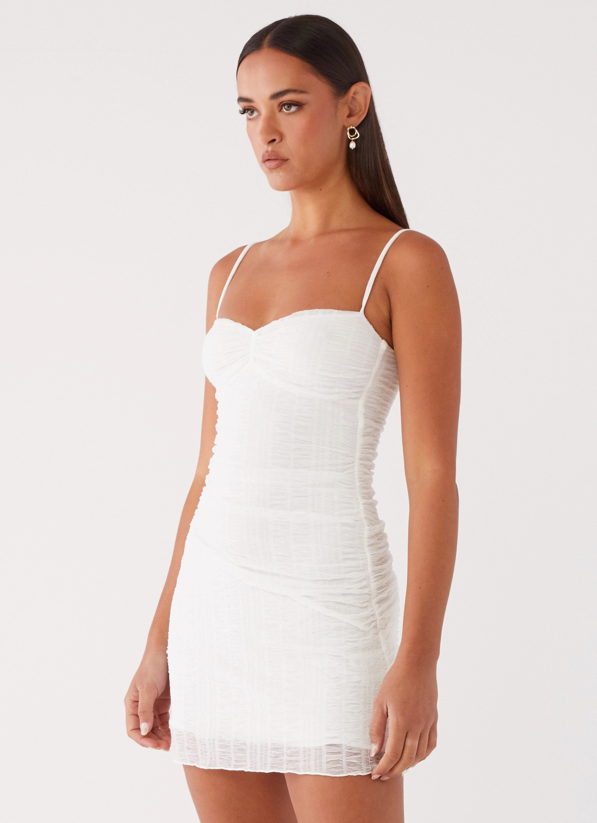 Arden Mesh Mini Dress - White Easy Comfort Look