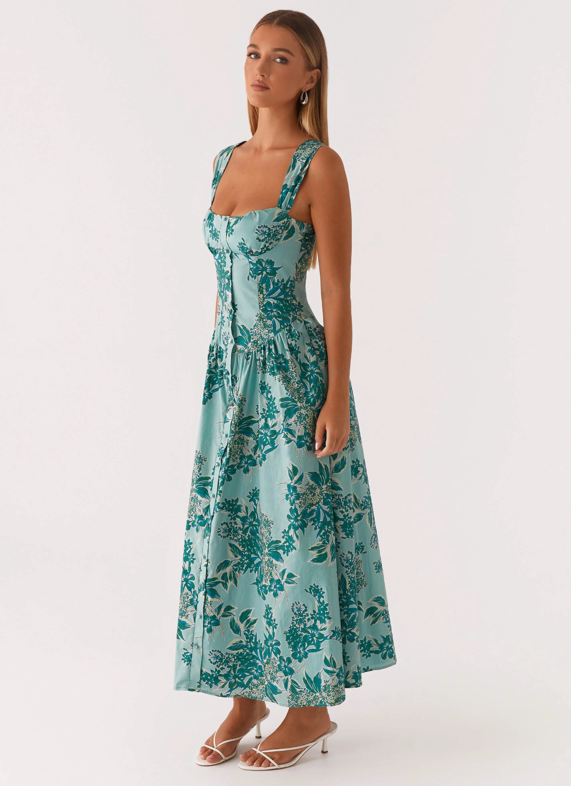BreathableFabric Emmalina Midi Dress - Cloud Nine Floral