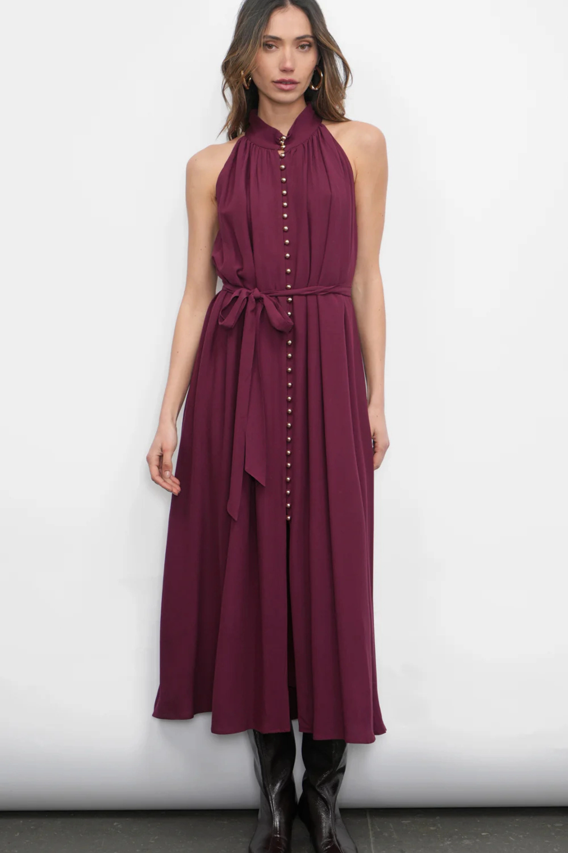 Stylish Silhouette Flattering Shape Everley Button Up Midi Dress