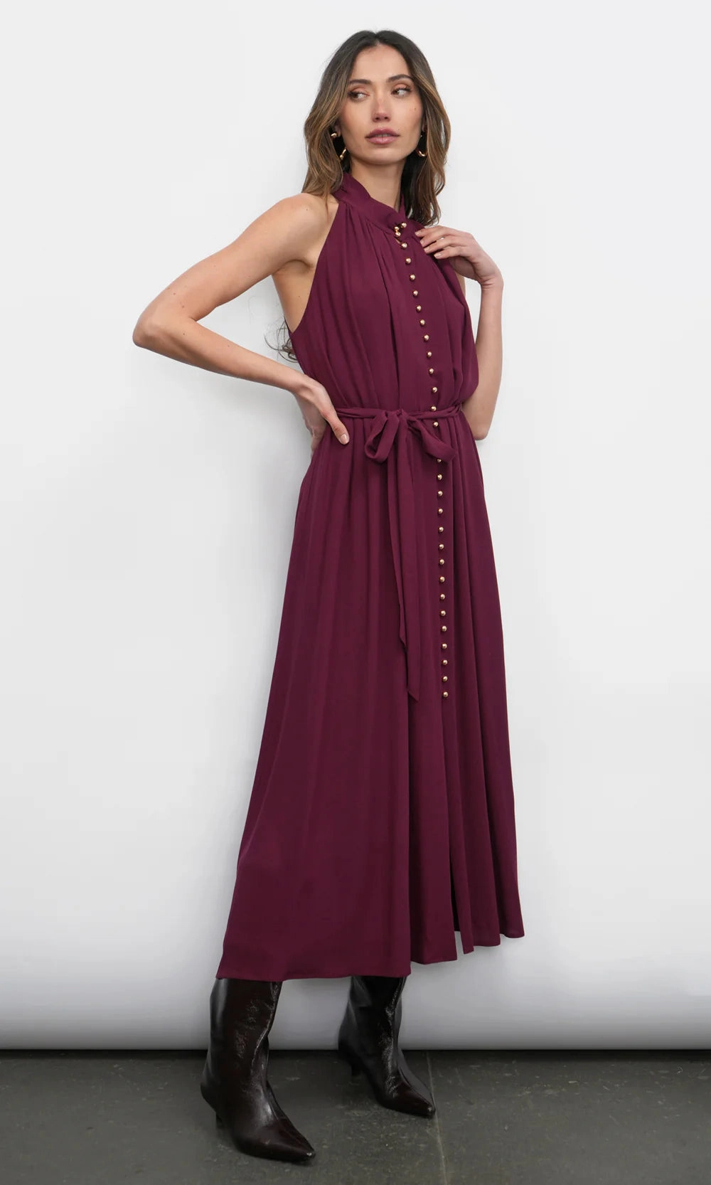 Everley Button Up Midi Dress FlexibleMobility Adjustable drawstring